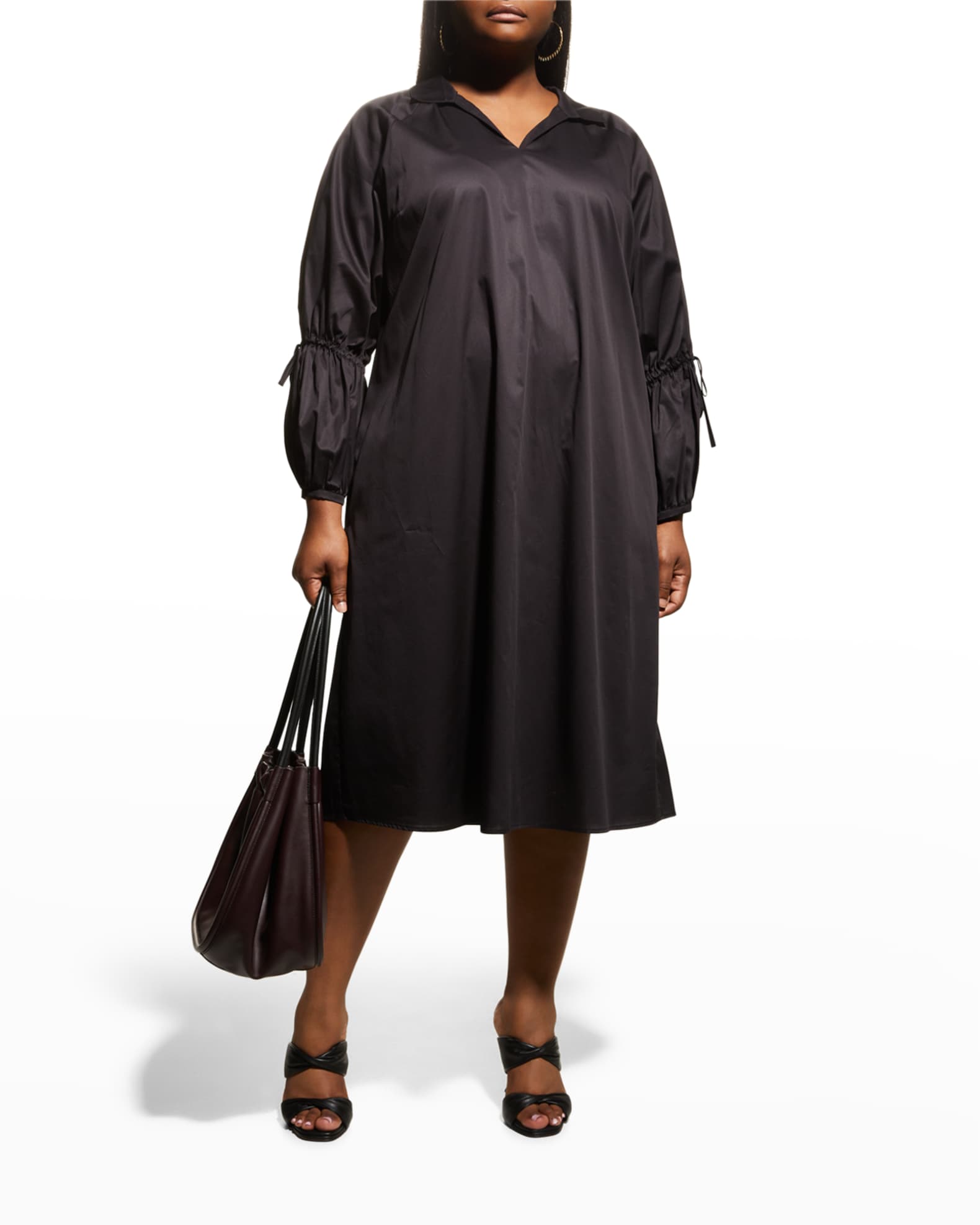 Harshman Plus Size Tara Long-Sleeve V-Neck Dress | Neiman Marcus