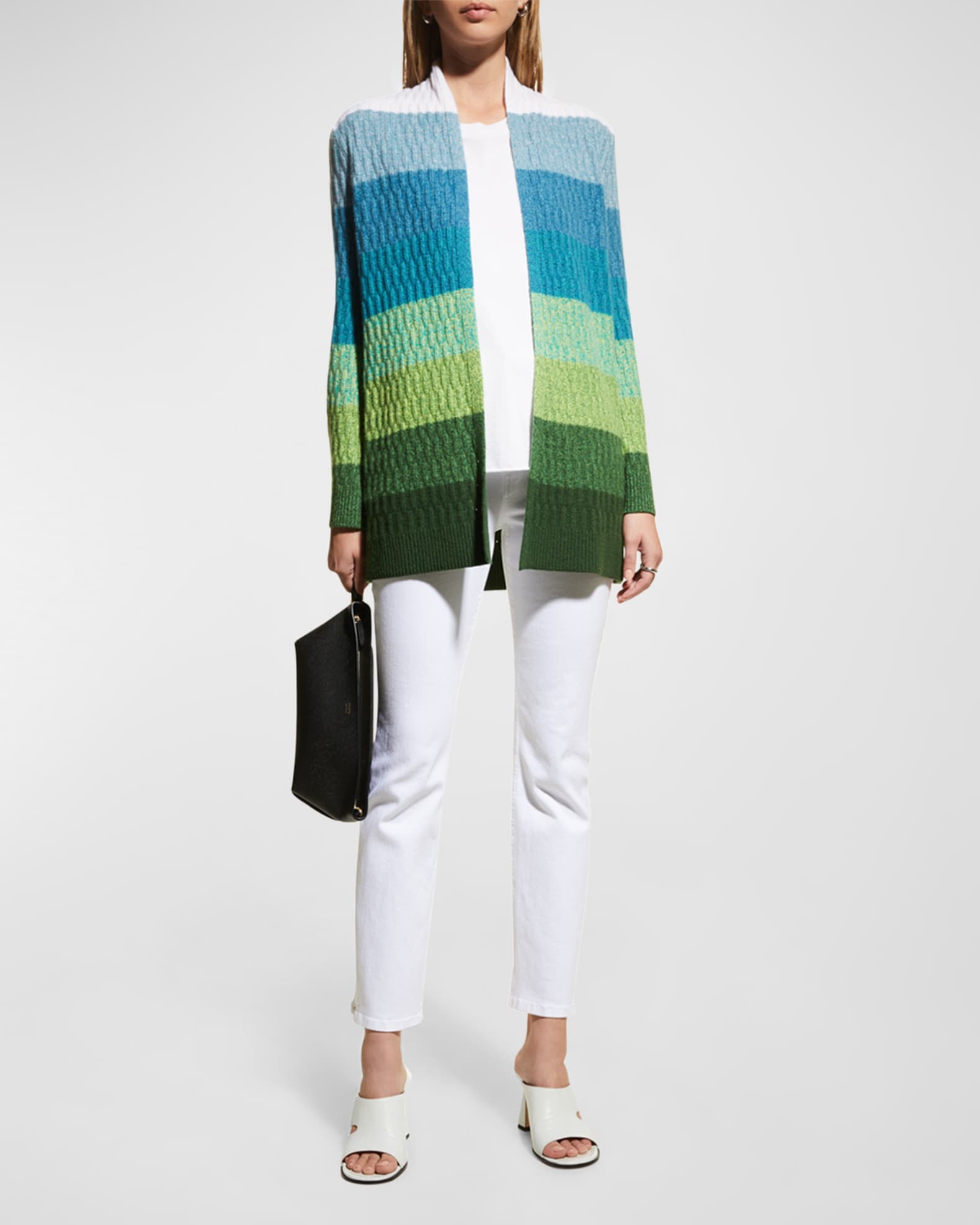 Pointelle Ombré Cashmere Cardigan 1