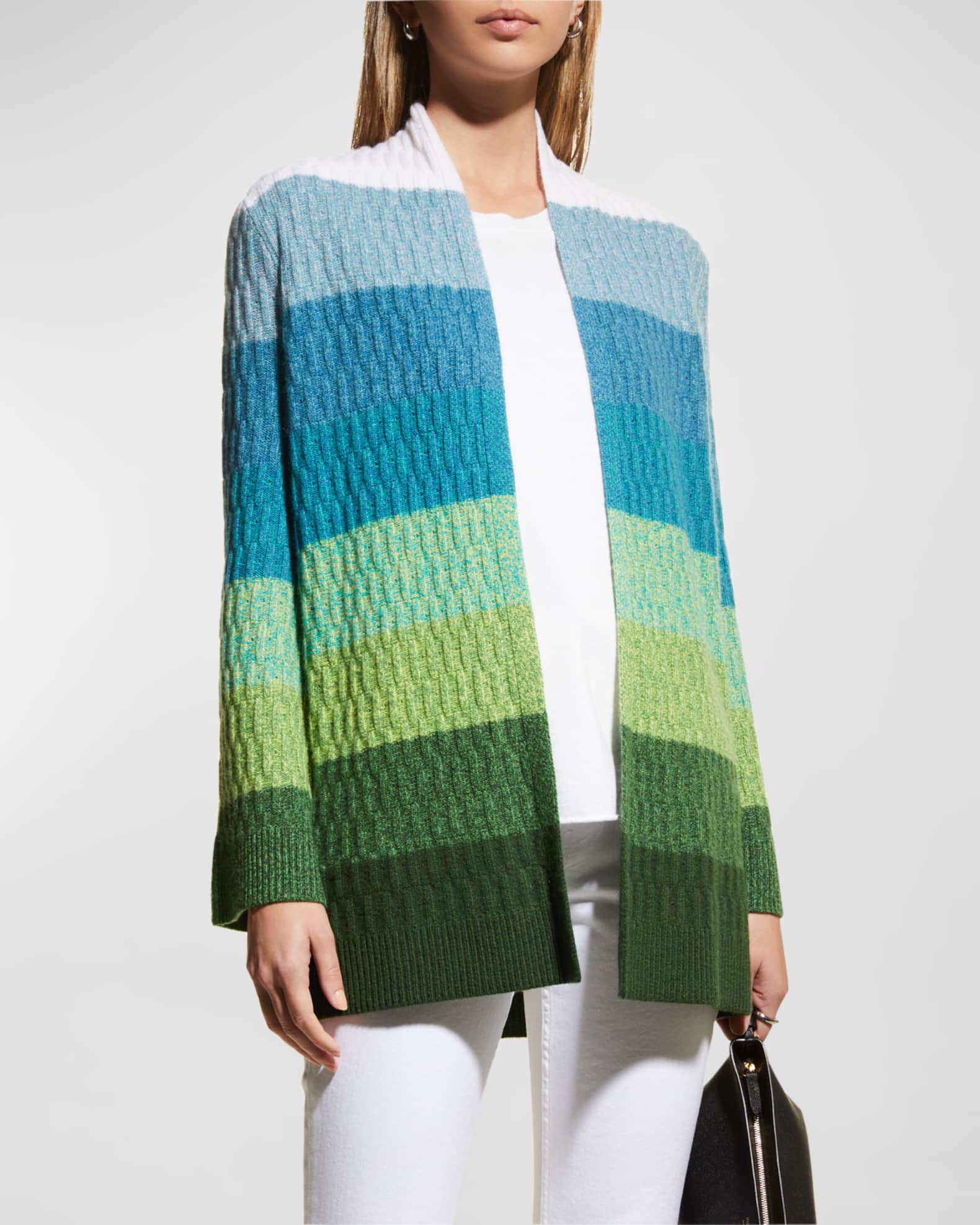Pointelle Ombré Cashmere Cardigan 0