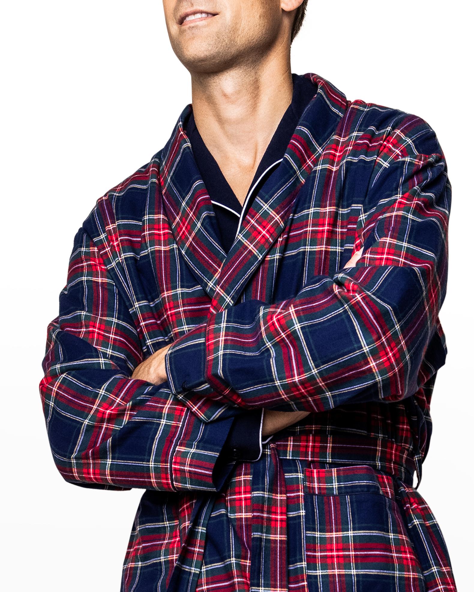 Petite Plume Men's Windsor Tartan Pajama Robe w/ Piping | Neiman Marcus