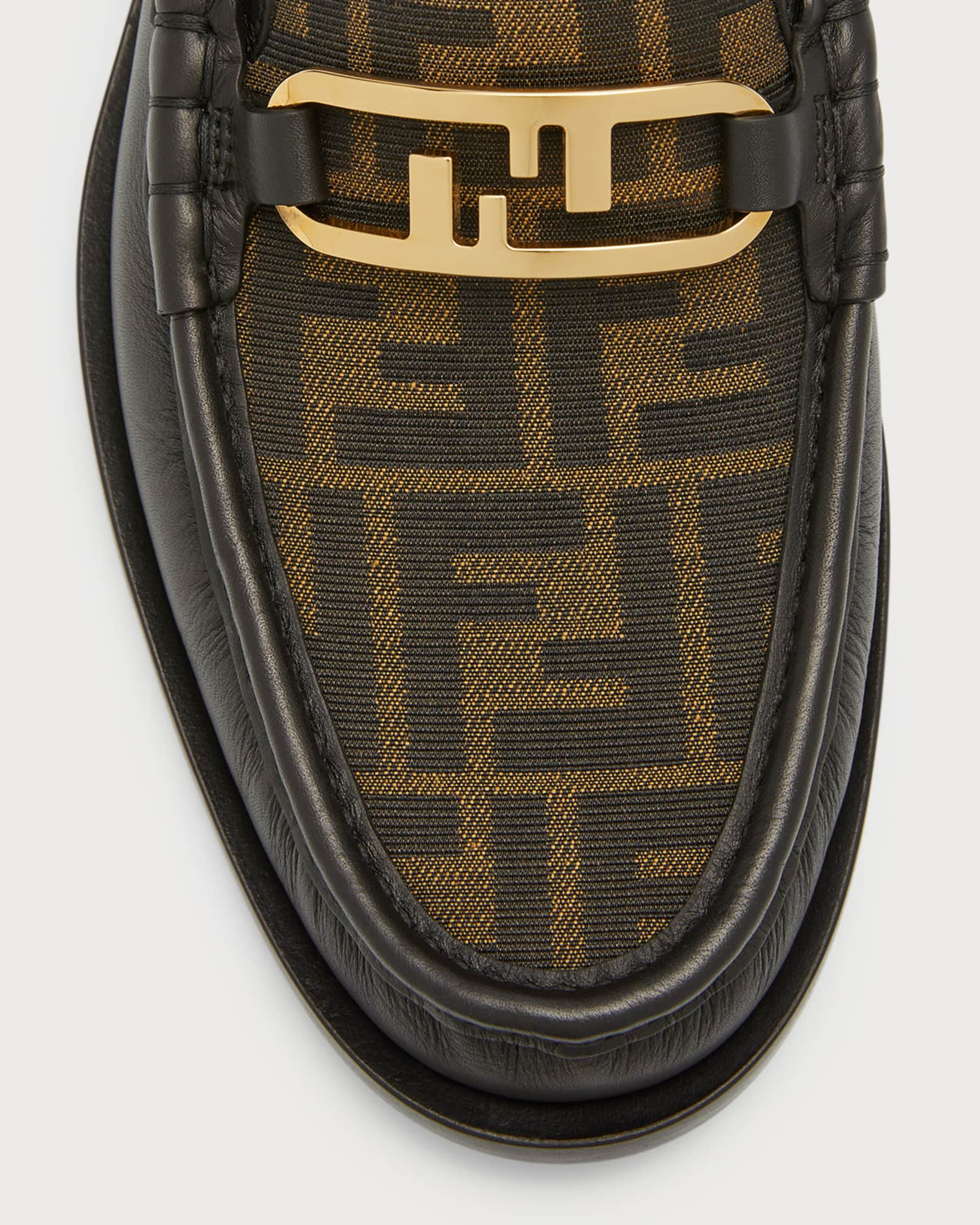 Fendi Men's FF O'Lock Leather Loafers | Neiman Marcus