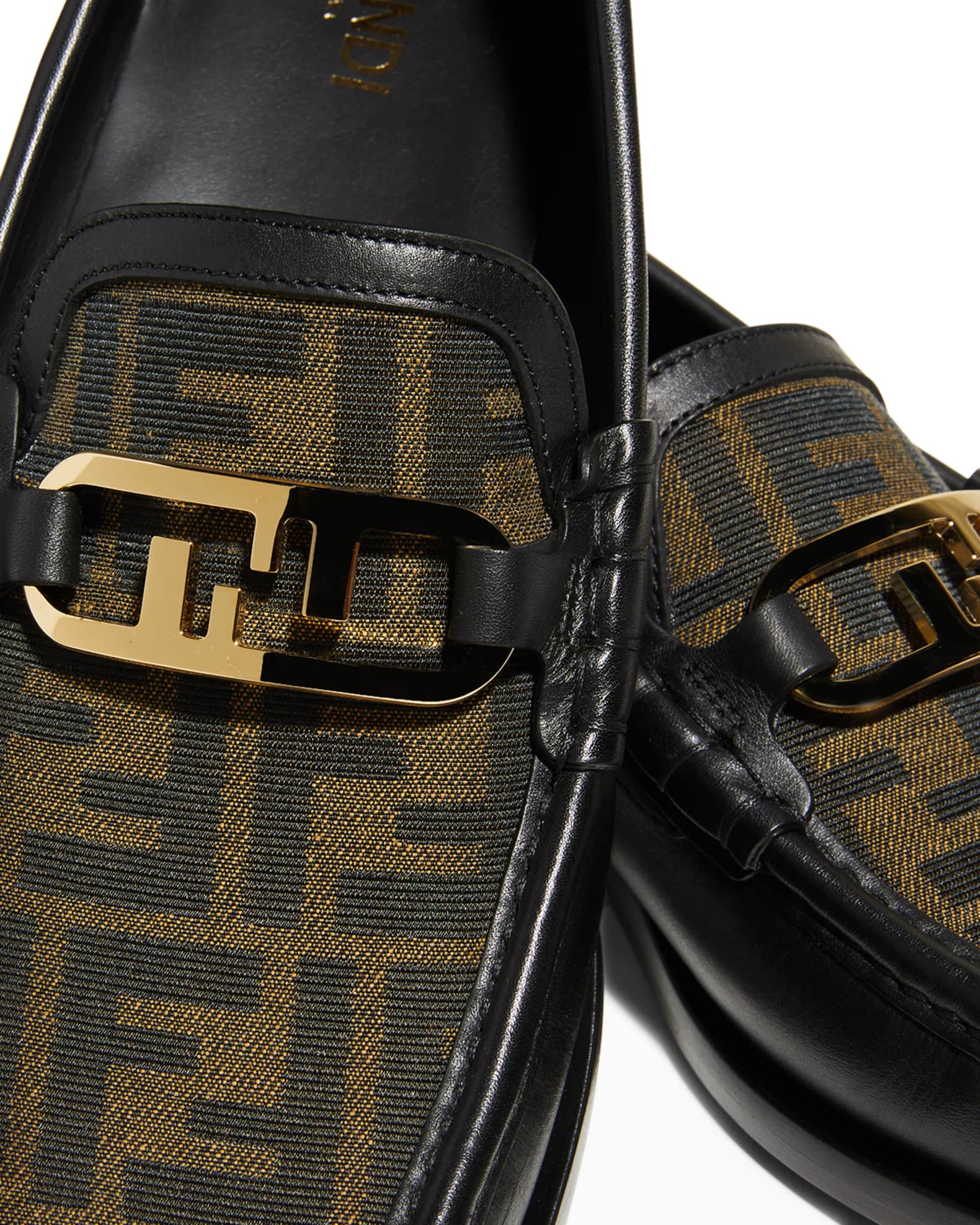 Fendi Men s FF O Lock Leather Loafers Neiman Marcus