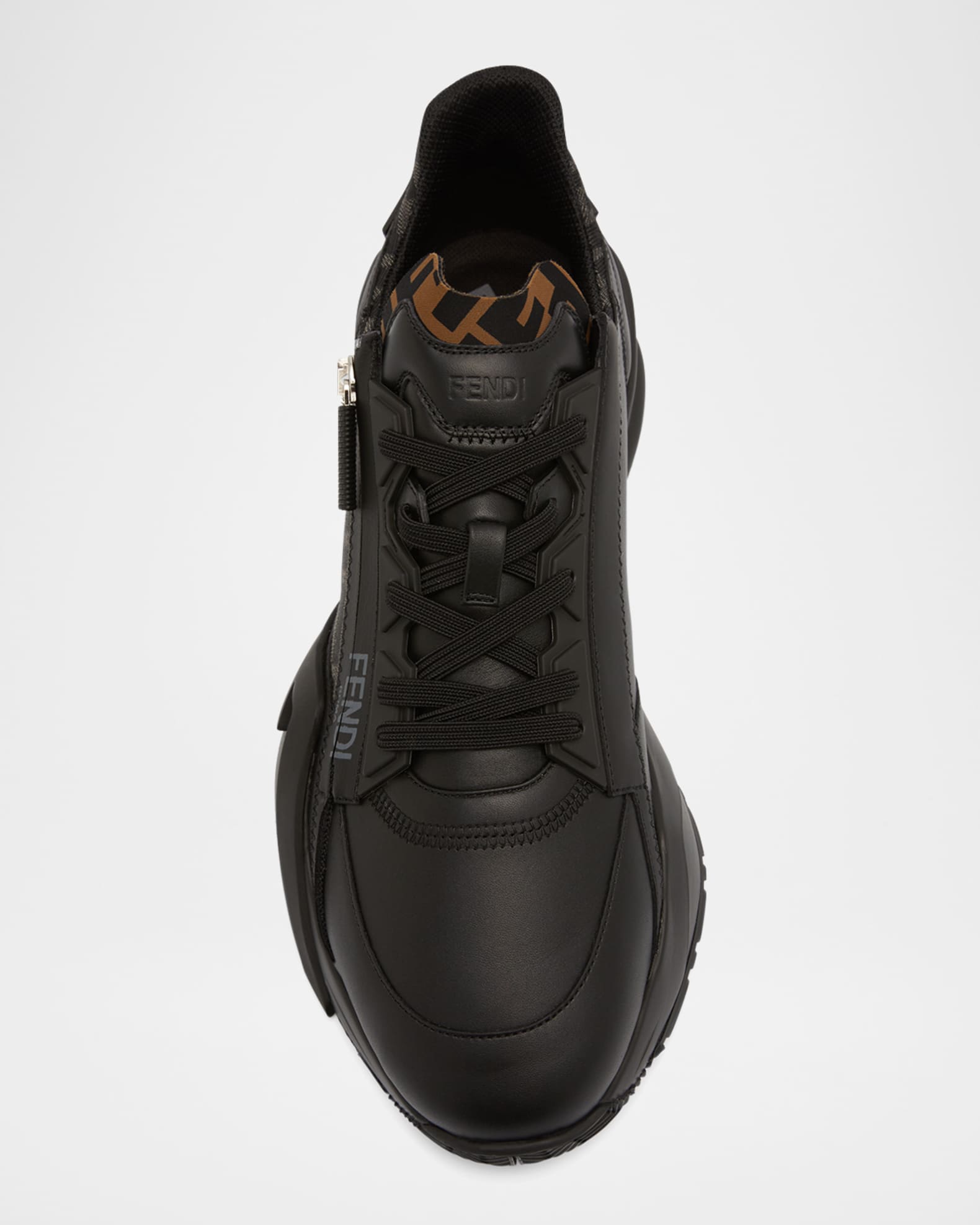 フェイド TO ブラック('81米) Fendi Men's FF Flow Mid-Top Sneakers | Neiman Marcus