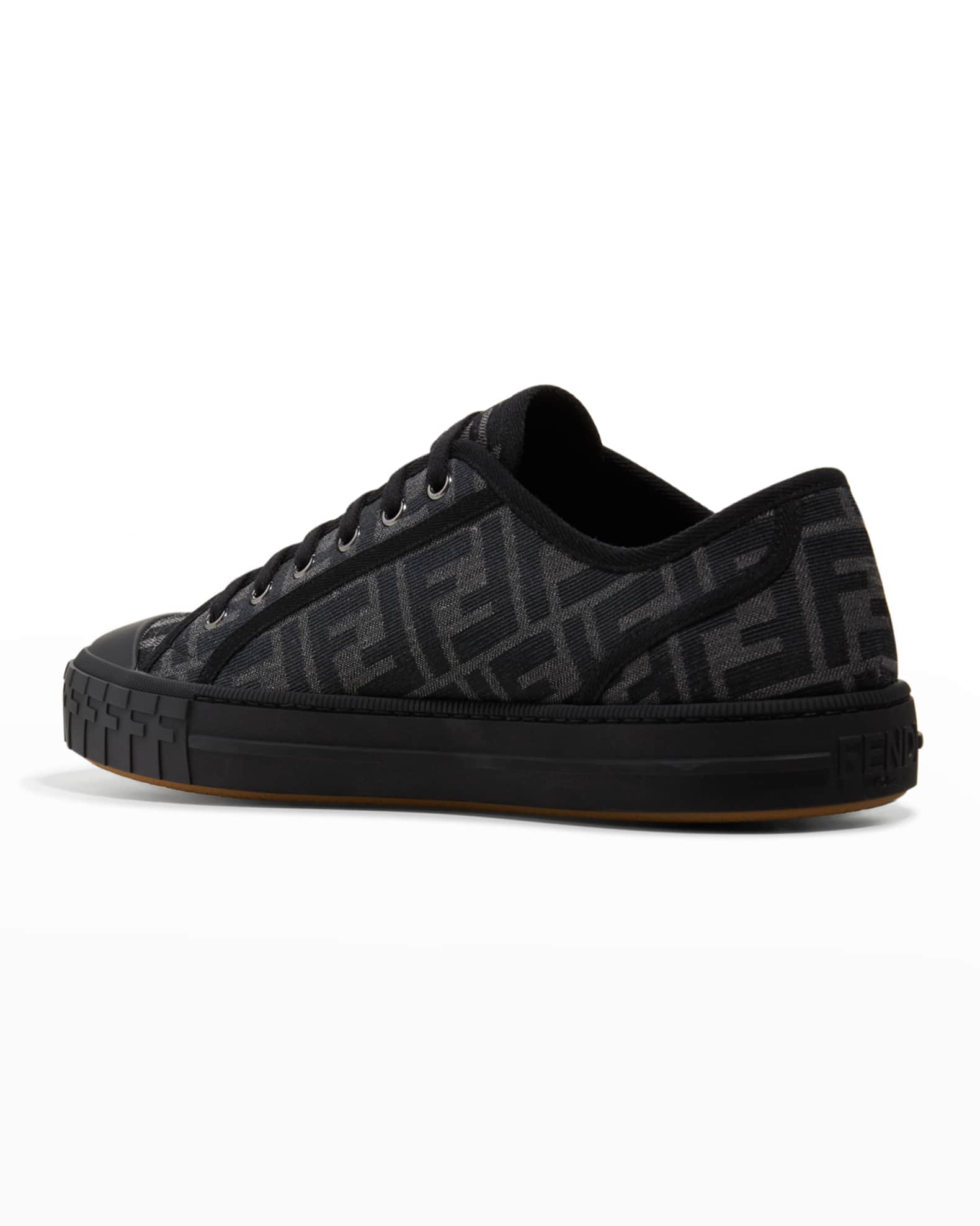 Fendi Men's New Summery Canvas Monogram Low Top Sneakers Neiman Marcus