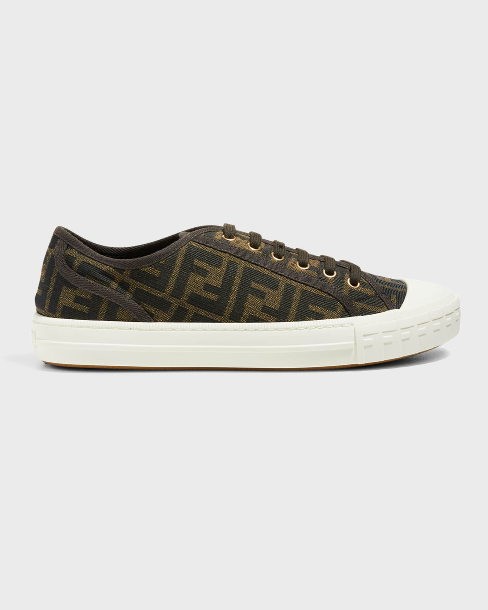 Fendi Men's New Summery Canvas Monogram Low Top Sneakers | Neiman Marcus