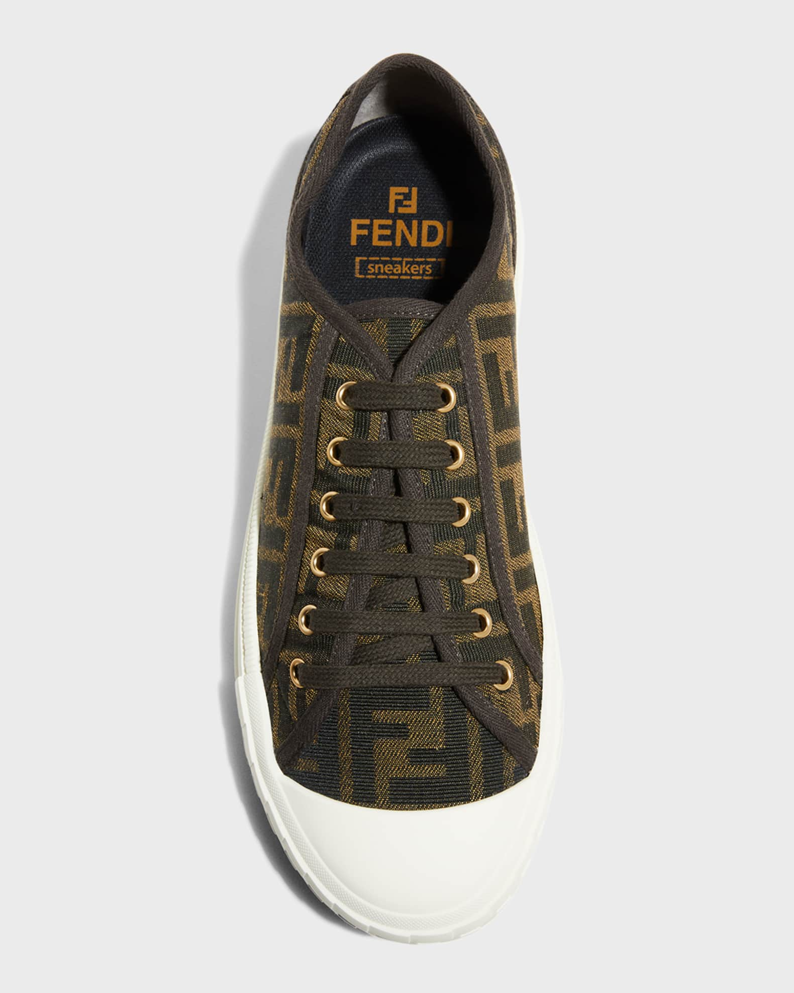 Fendi Men's New Summery Canvas Monogram Low Top Sneakers | Neiman Marcus