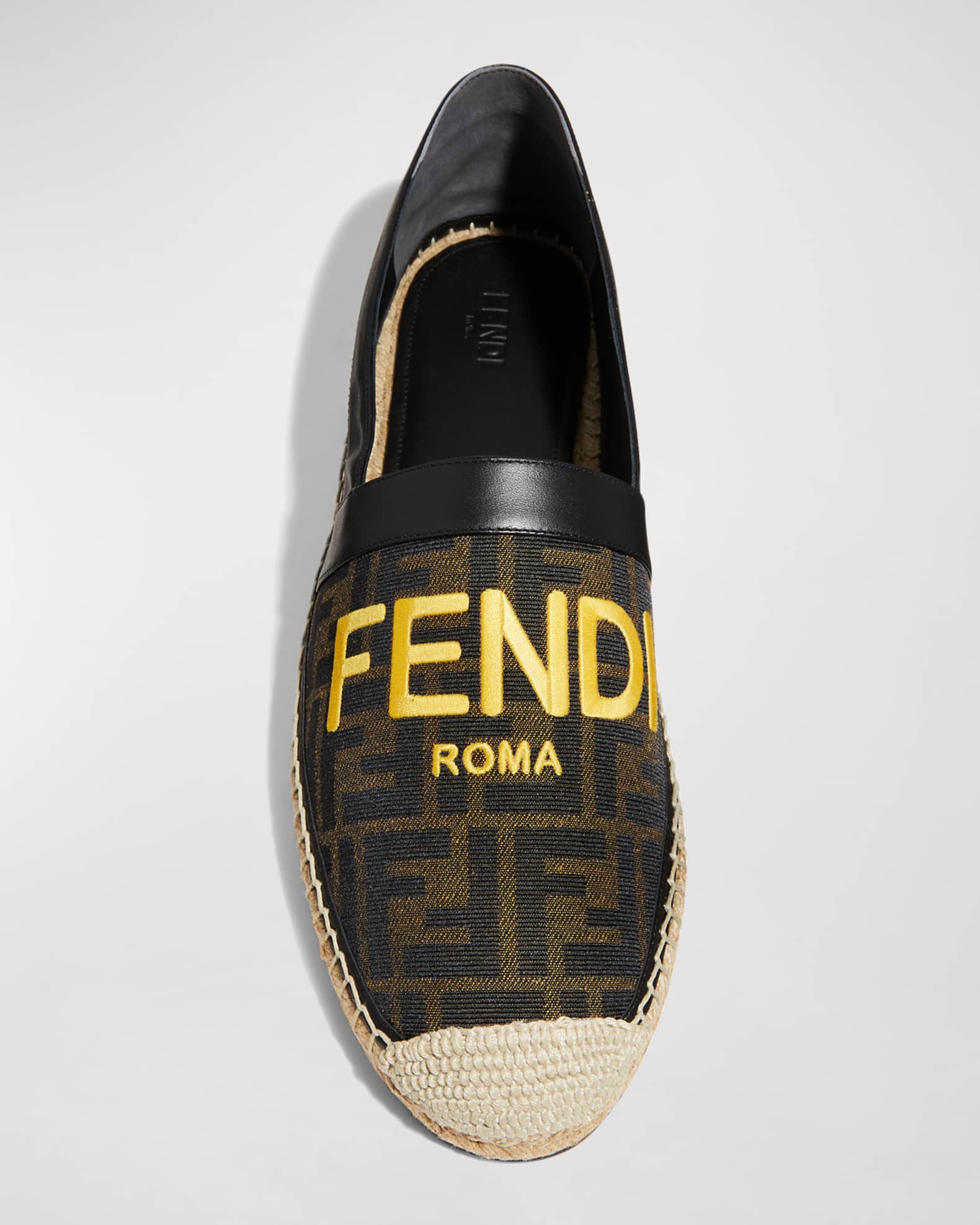 Fendi Men's FF Jacquard Leather-Trim Espadrilles | Neiman Marcus