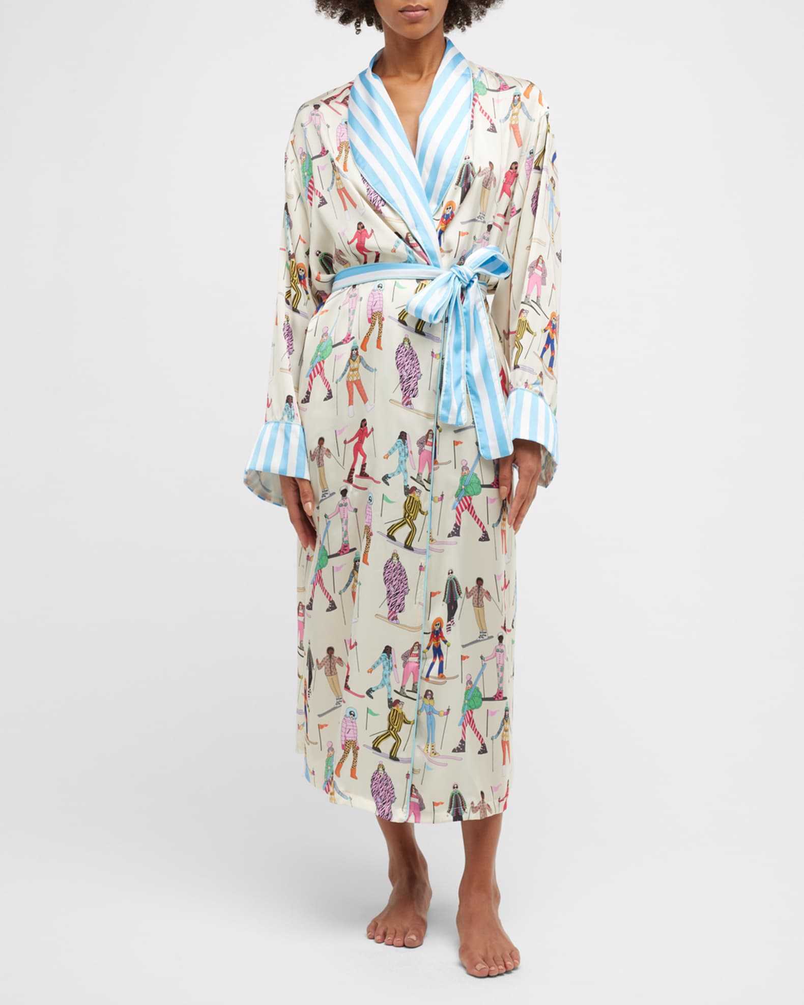 Karen Mabon Long Printed Satin Robe | Neiman Marcus