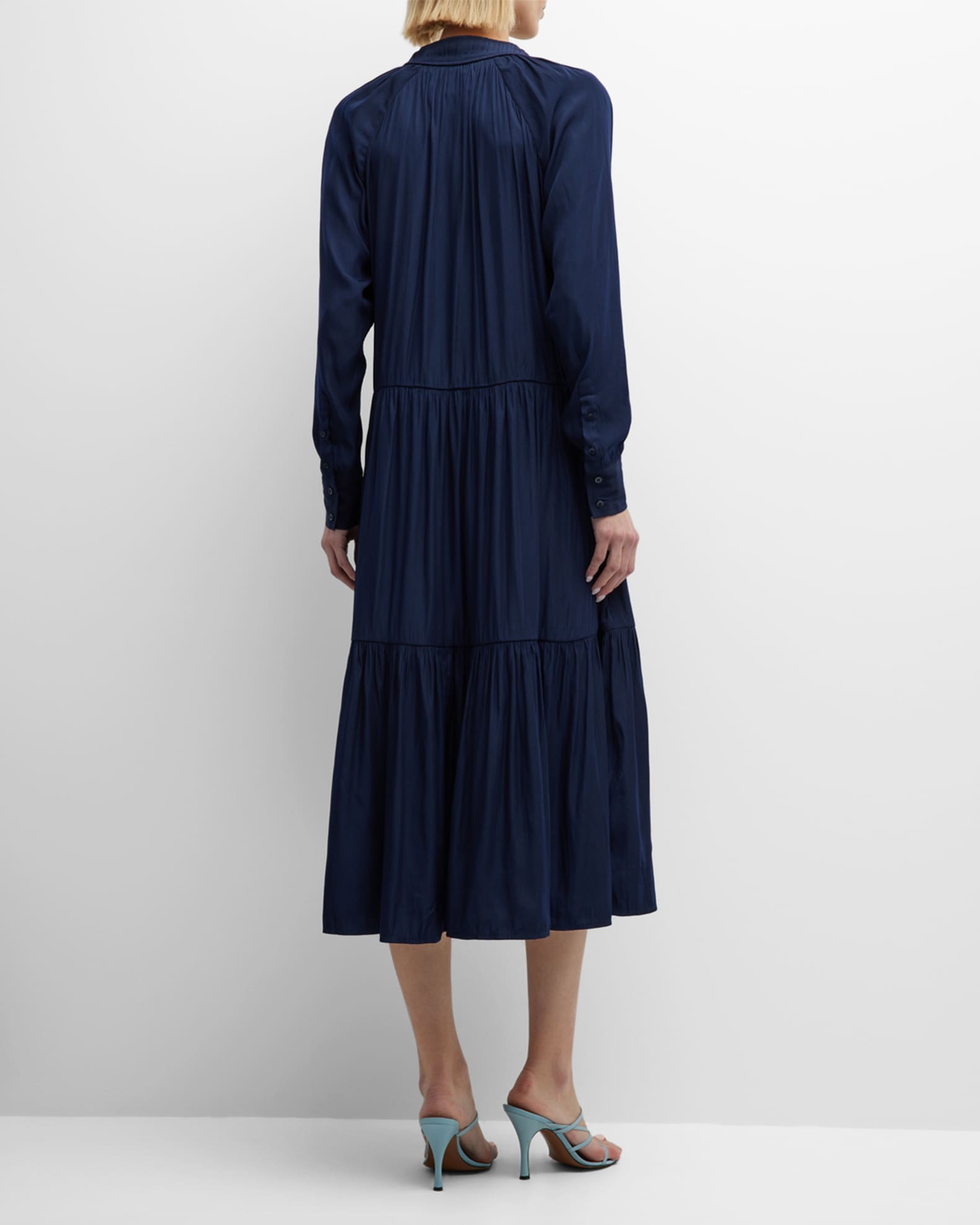 Brochu Walker Alana Tiered Satin Midi Dress | Neiman Marcus