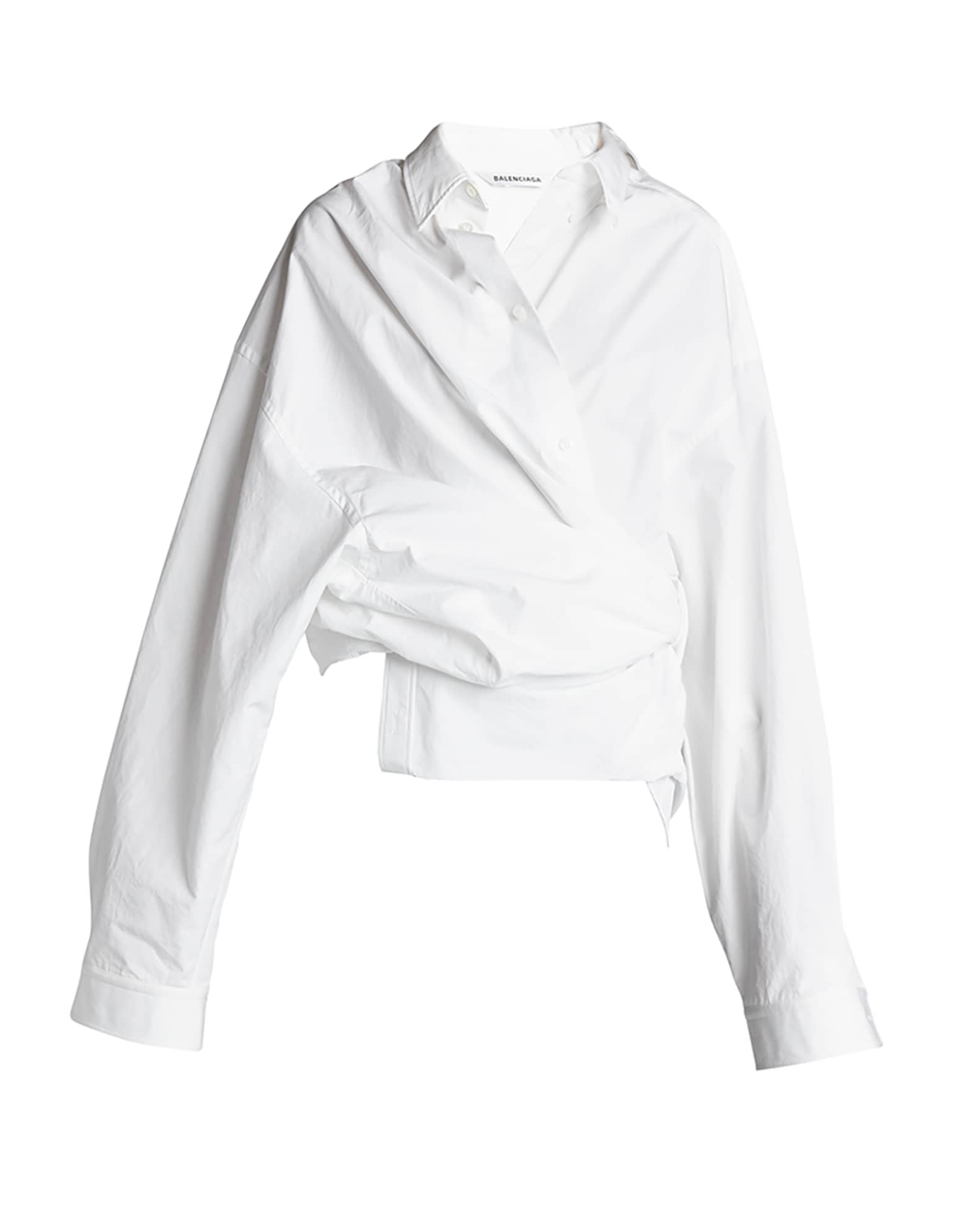 Balenciaga Oversized Wrap Poplin Shirt | Neiman Marcus