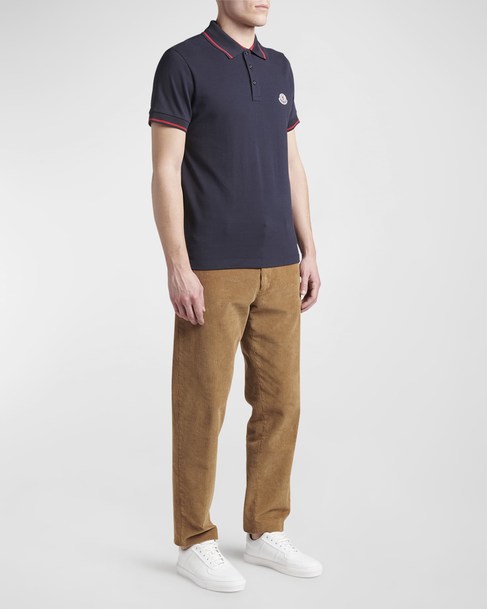 Moncler Men's Logo-Collar Polo Shirt | Neiman Marcus