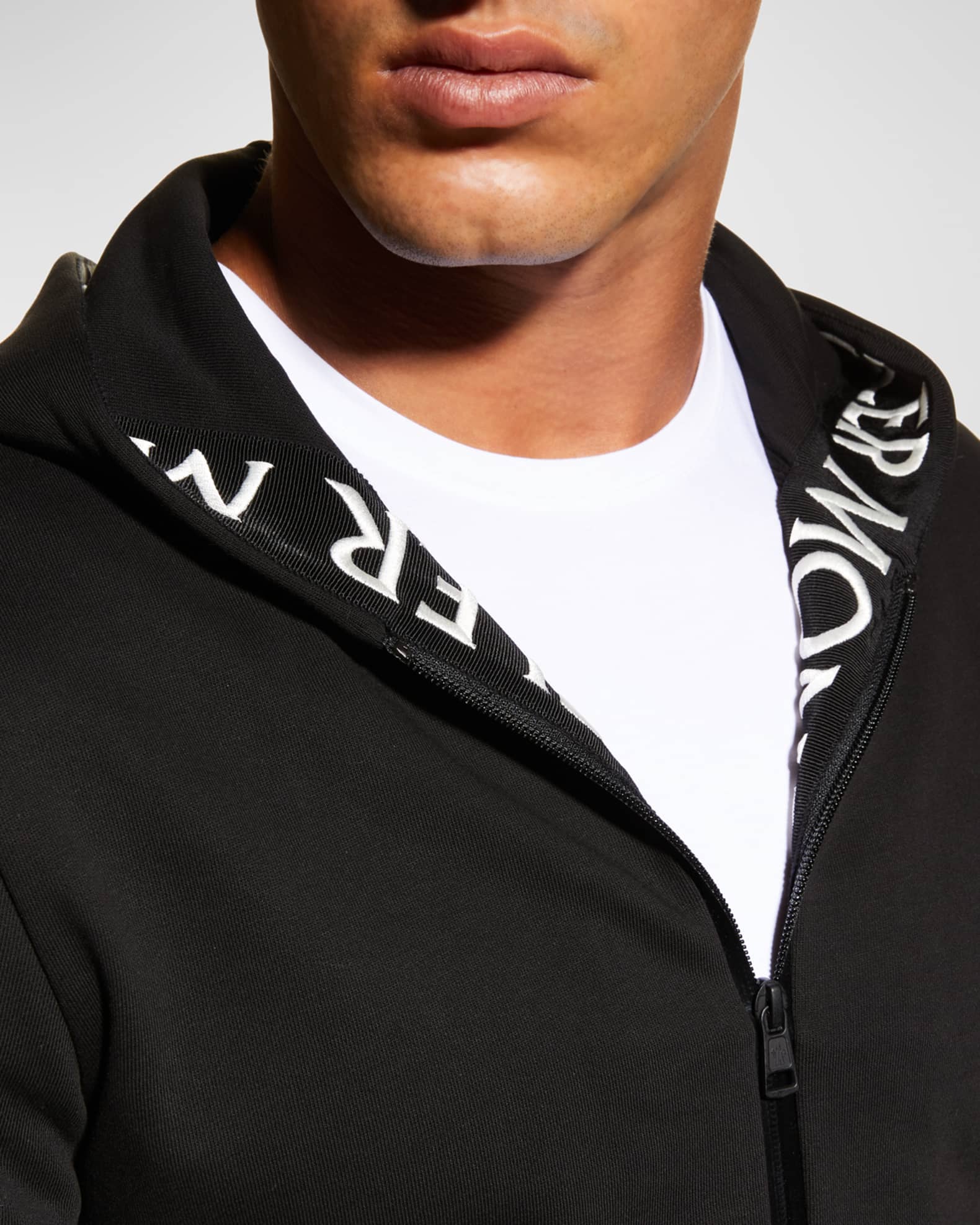 Moncler Monogrammed Fleece Hoodie in Black for Men