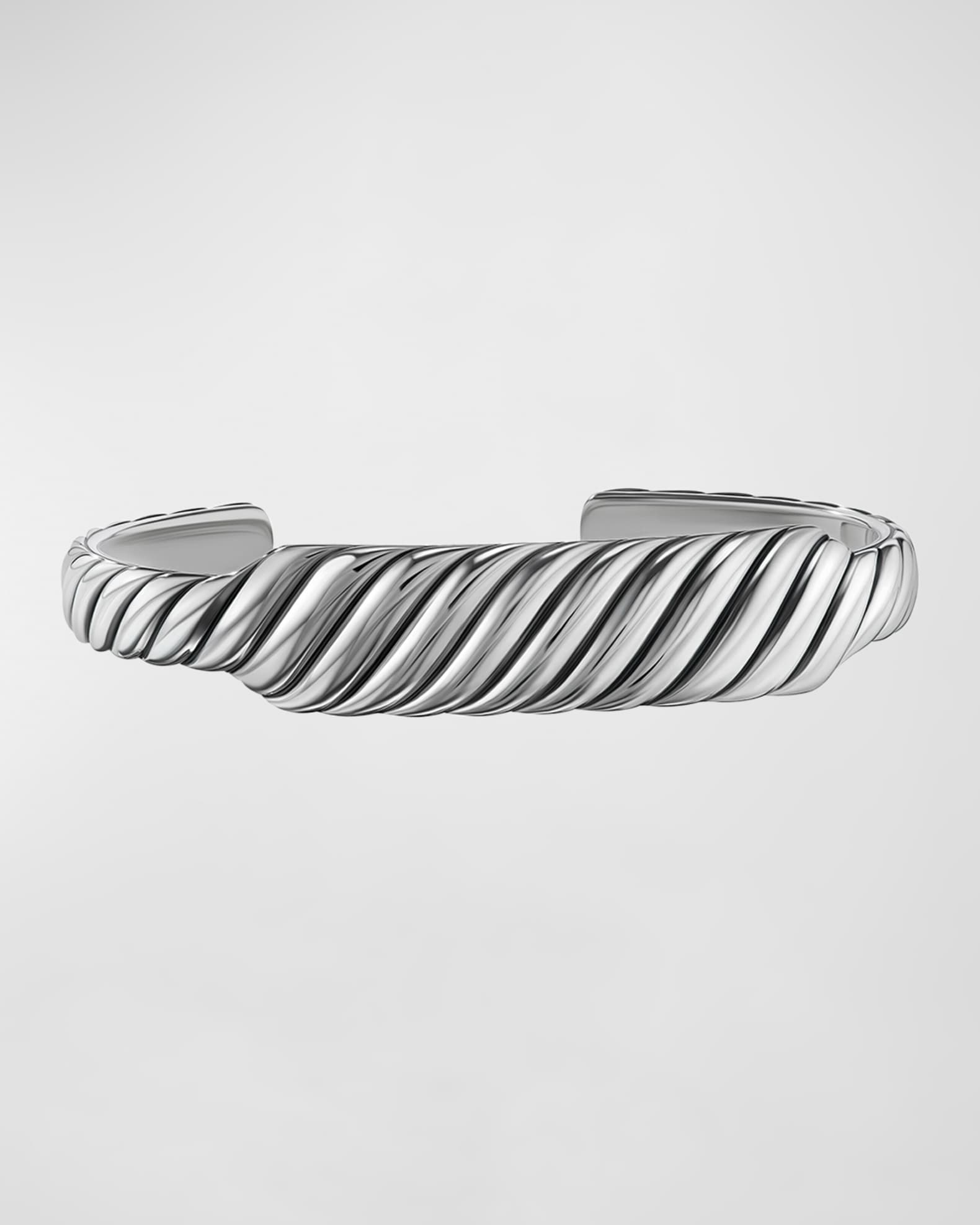 Sculpted Cable Contour Cuff Bracelet in Silver, 13mm 0