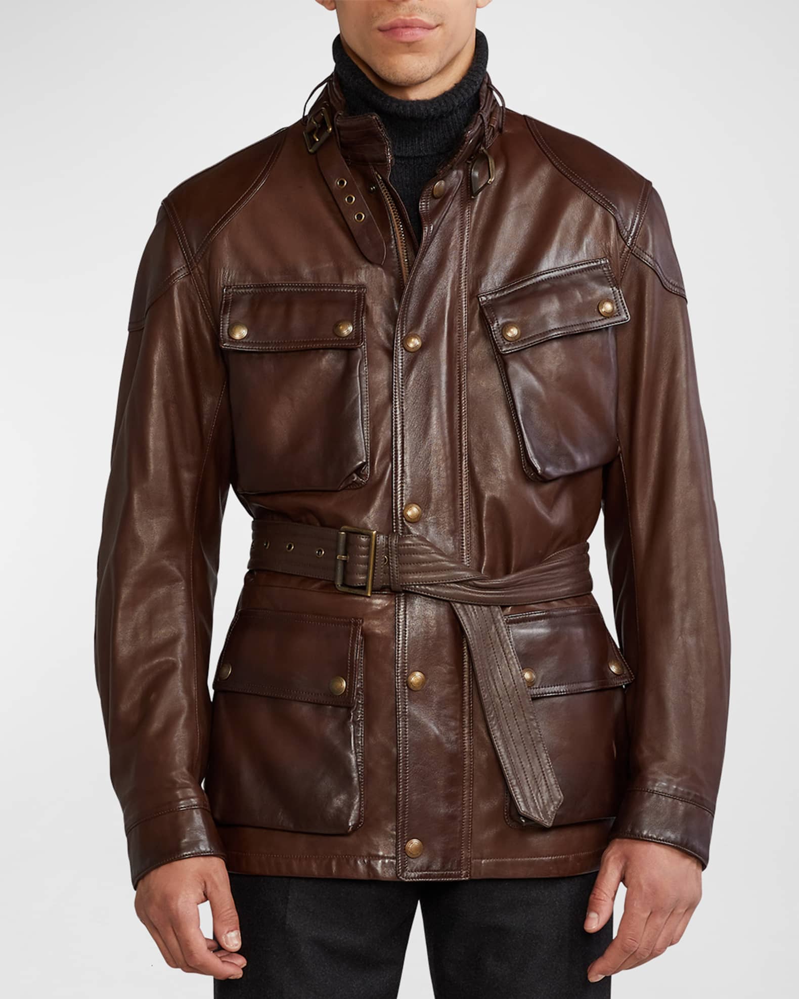 pakke at tilføje indarbejde Ralph Lauren Purple Label Men's Willis 4-Pocket Belted Leather Jacket |  Neiman Marcus