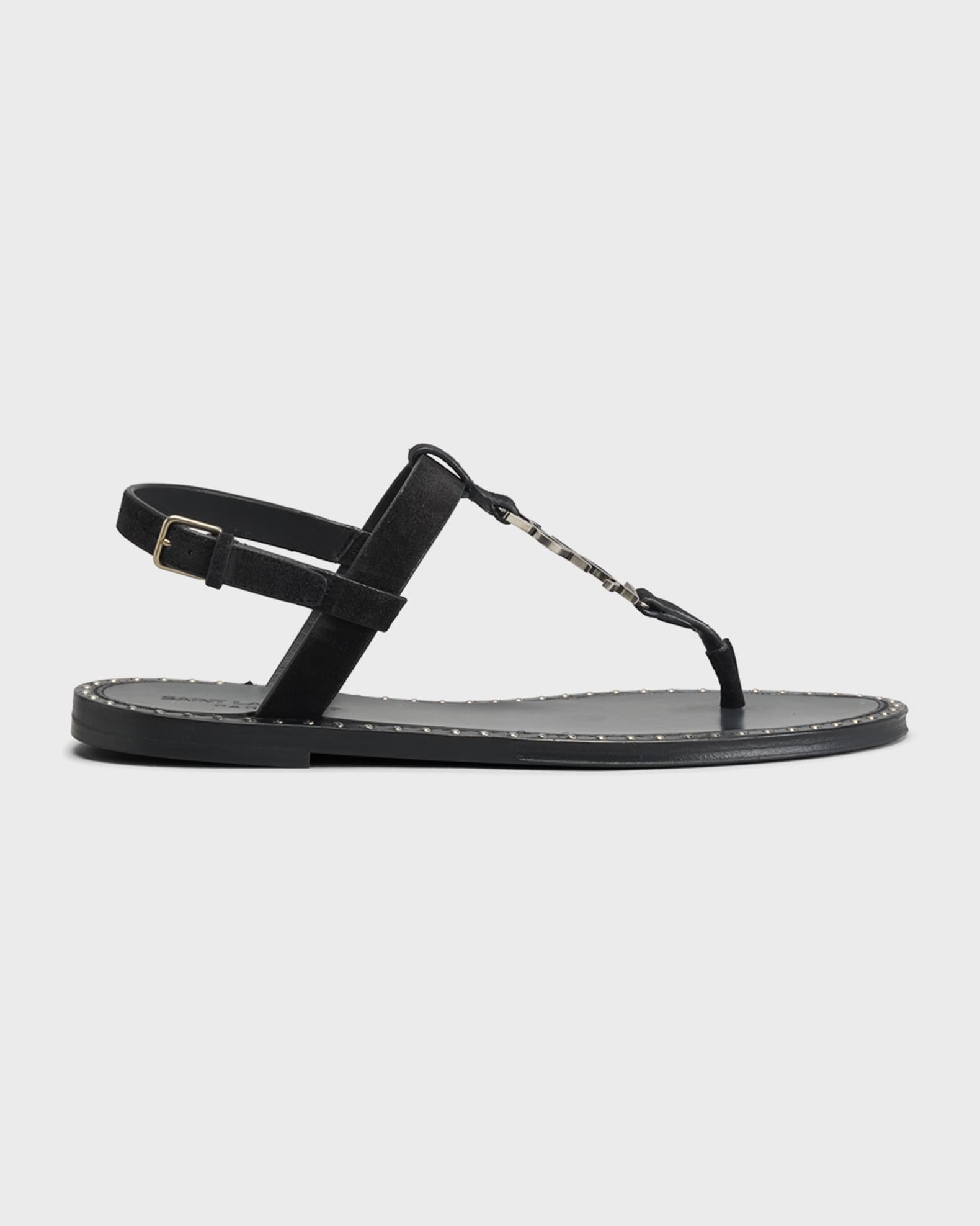 Leather YSL T Strap Thong Sandals