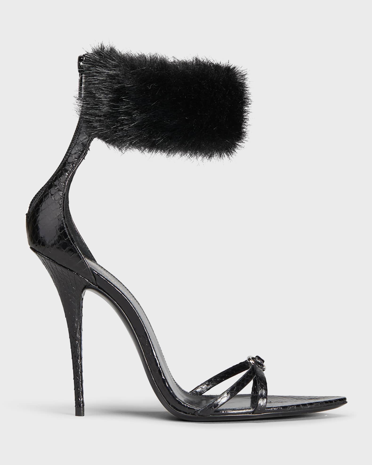 Saint laurent fur sandals 2025