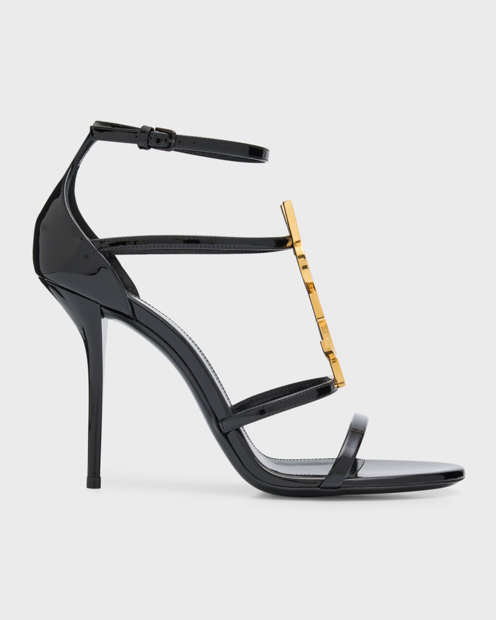Saint Laurent Cassandra YSL Medallion Stiletto Sandals Neiman Marcus