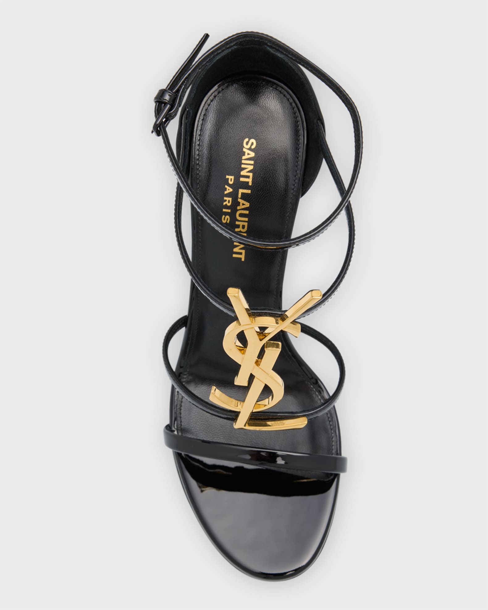 Saint Laurent Cassandra YSL Medallion Stiletto Sandals | Neiman Marcus