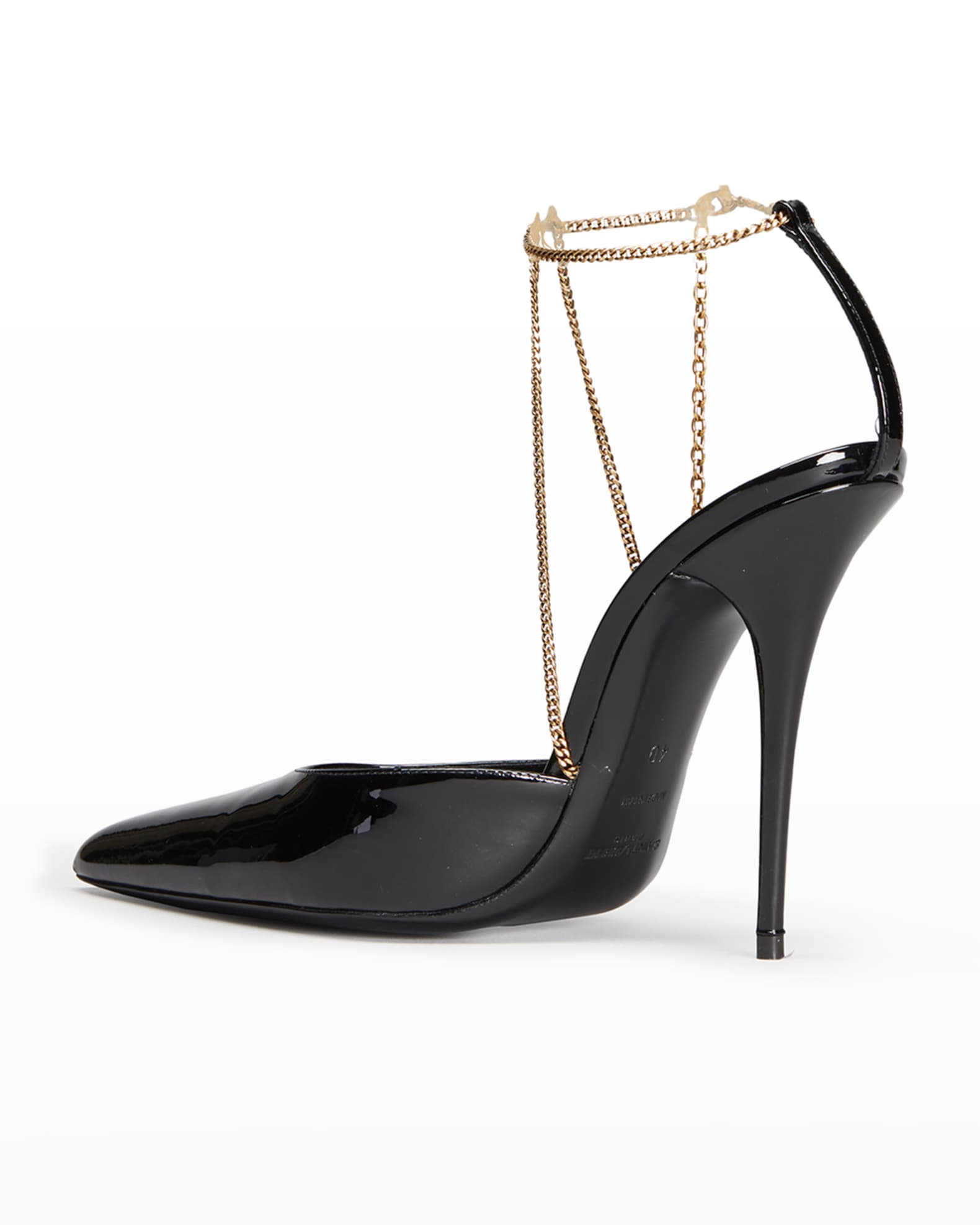 Saint Laurent Kayla Patent Ankle-Chain Pumps | Neiman Marcus