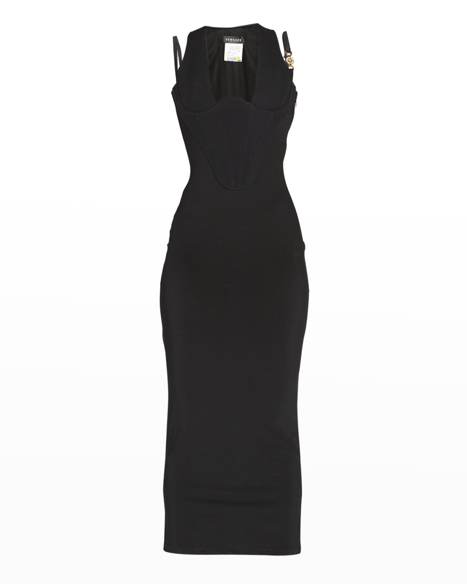 Versace Medusa Corset Enver Satin Midi Dress Neiman Marcus