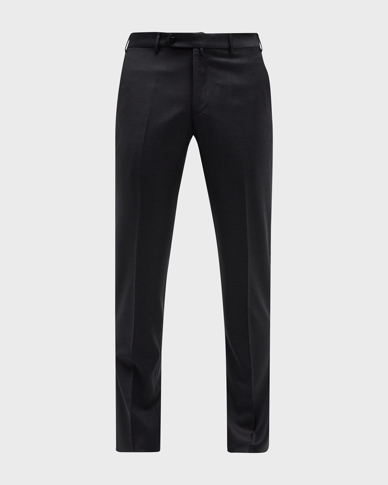 Zanella Men's MicroCheck Stretch Wool Dress Pants Neiman Marcus