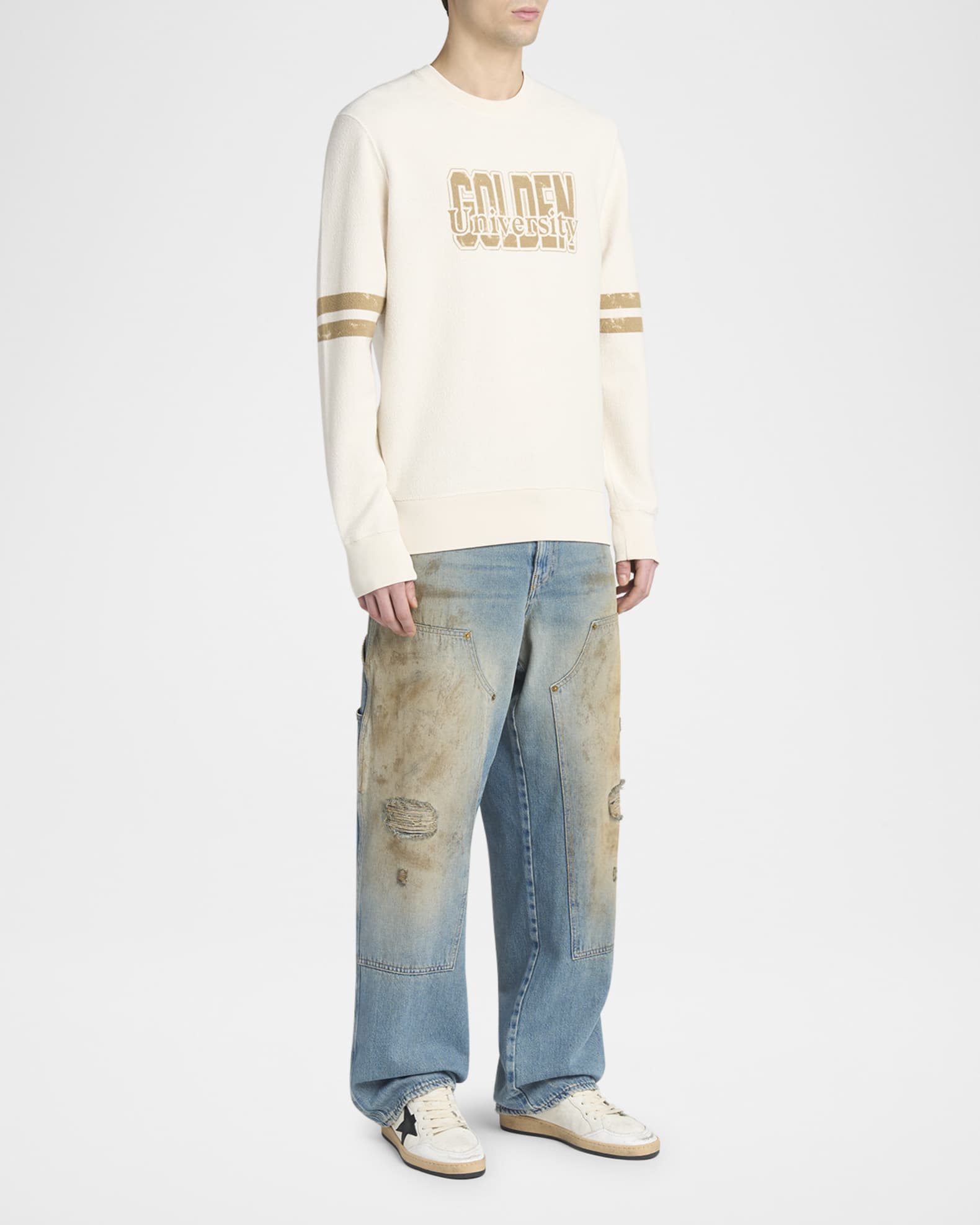 Men's Ball Star Distressed Leather Low-Top Sneakers