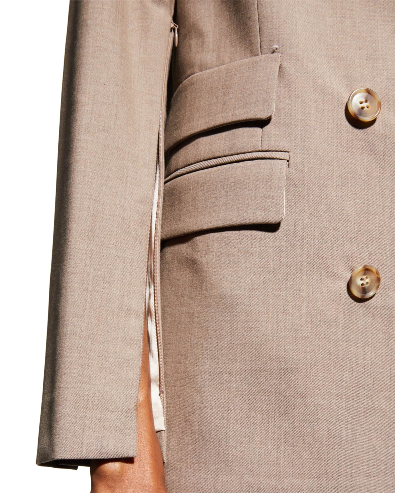 TWP DoubleBreasted Oversized Stretch Italian Wool Blazer Neiman Marcus