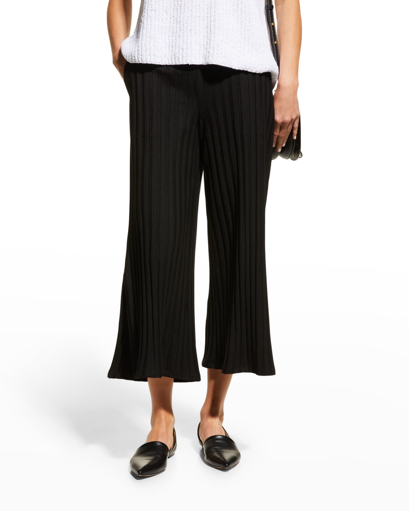 Eileen Fisher Cropped RibKnit Pants Neiman Marcus