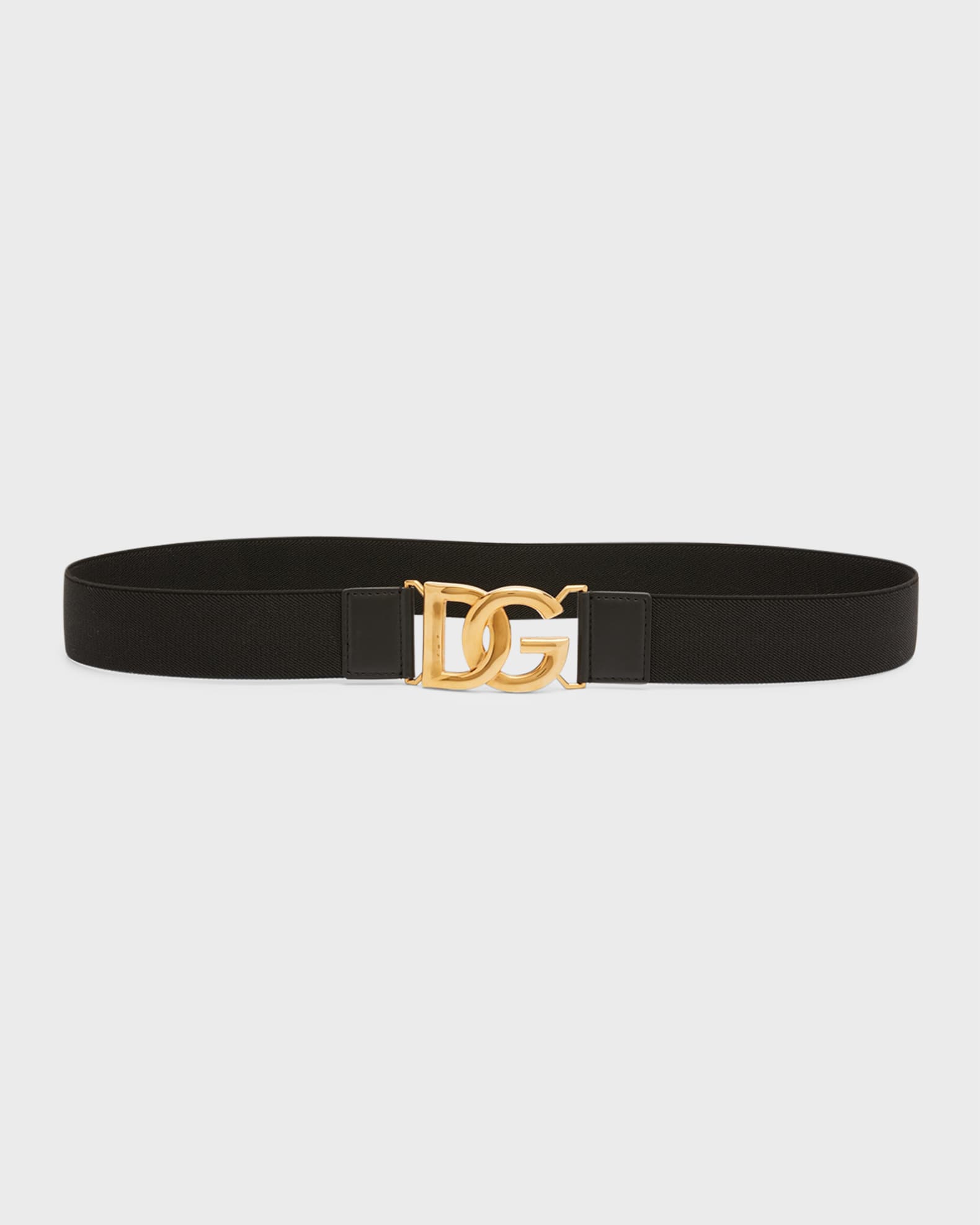 Dolce & Gabbana Stretch Fabric Belt with Monogram Buckle