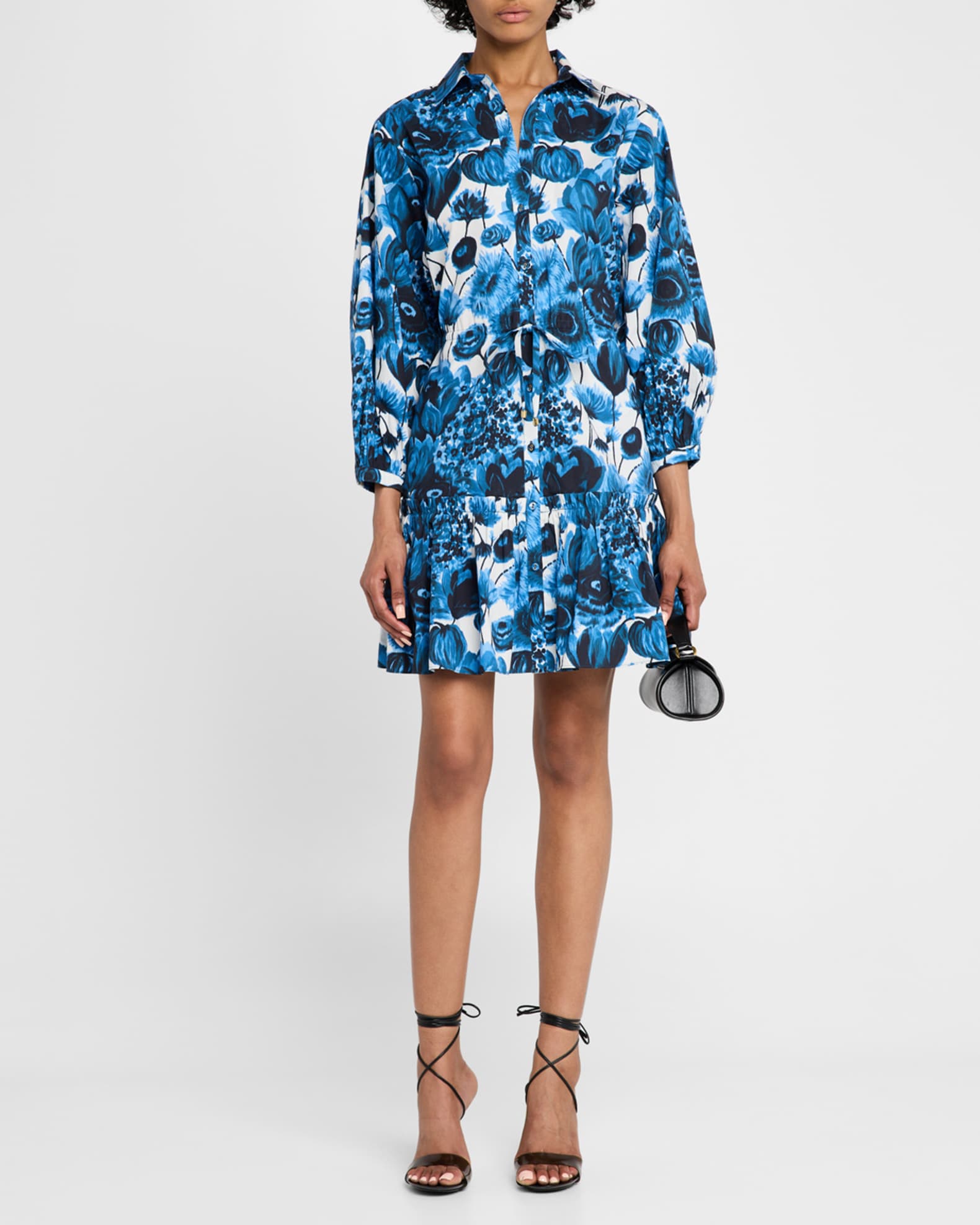 Robin Puff-Sleeve Floral Poplin Mini Dress 1
