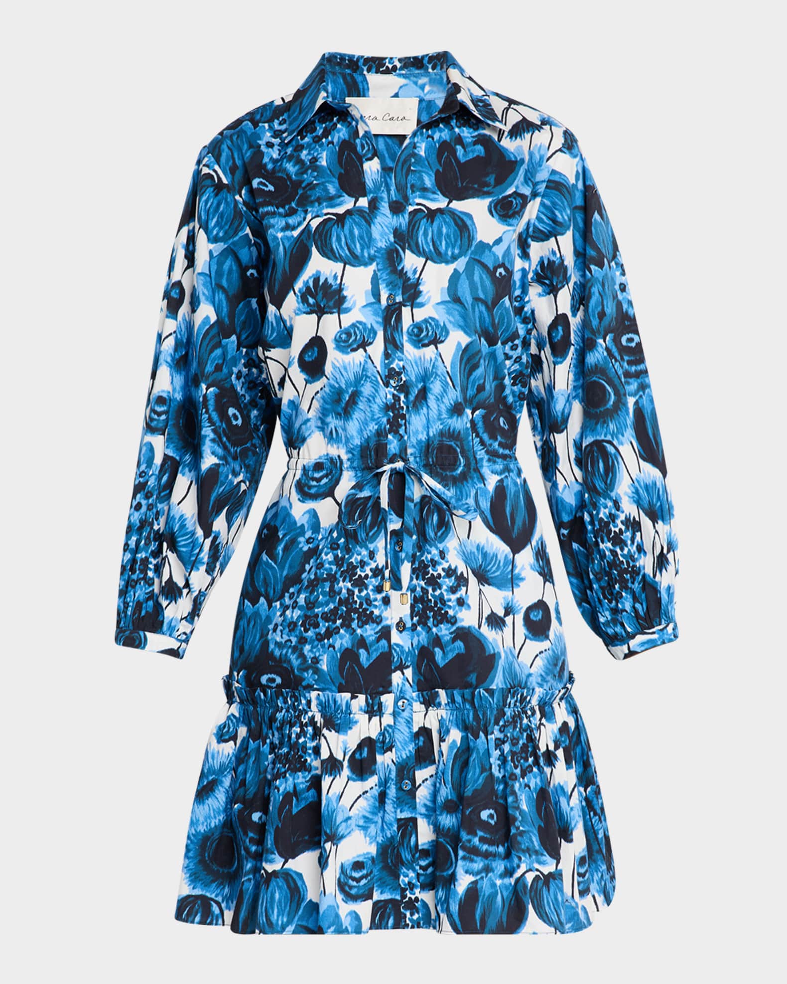Robin Puff-Sleeve Floral Poplin Mini Dress 0