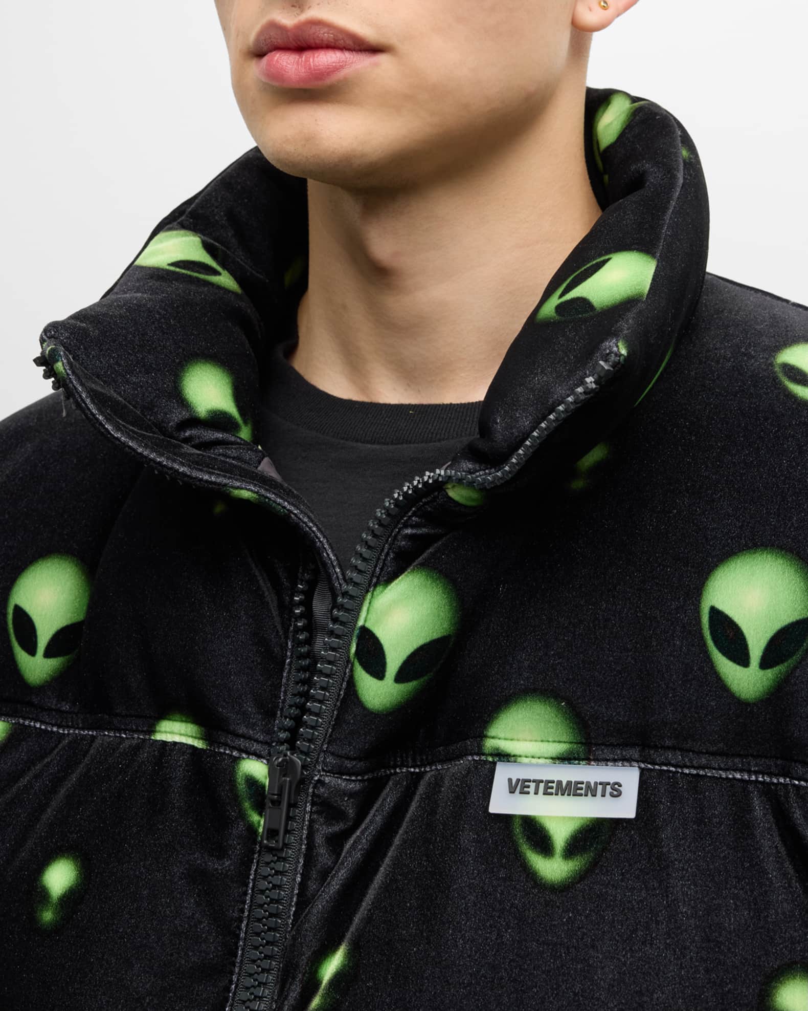 Men's Velvet Alien Head Puffer Jacket