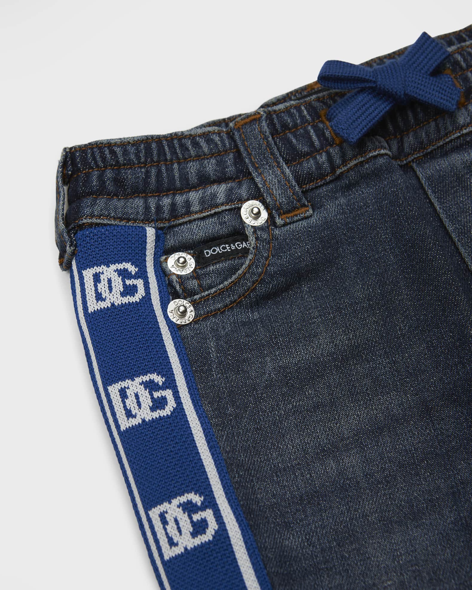 Dolce&Gabbana Boy's Logo-Tape Denim Jeans, Size 12-30M | Neiman Marcus