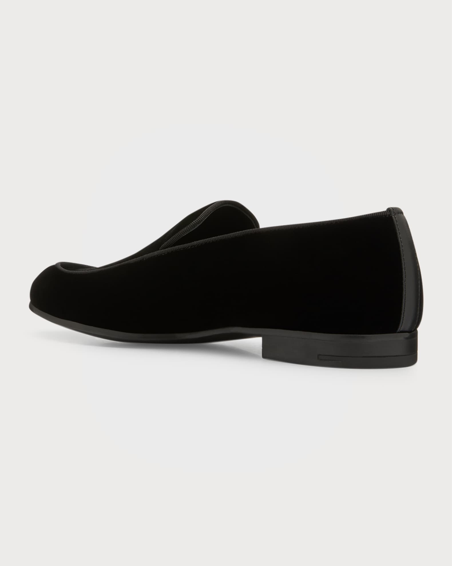 Giorgio Armani Men's Velvet GA-Logo Formal Loafers | Neiman Marcus