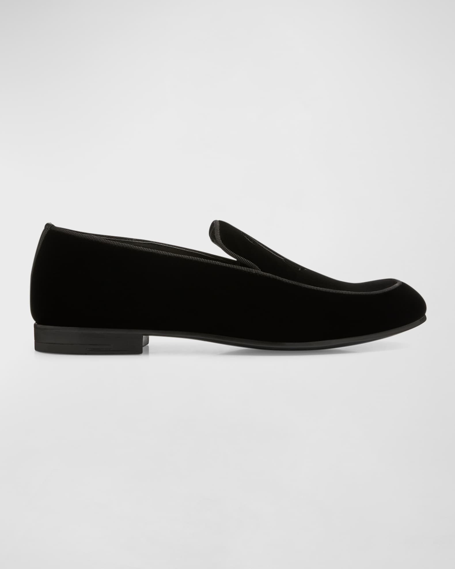 Giorgio Armani Men's Velvet GA-Logo Formal Loafers