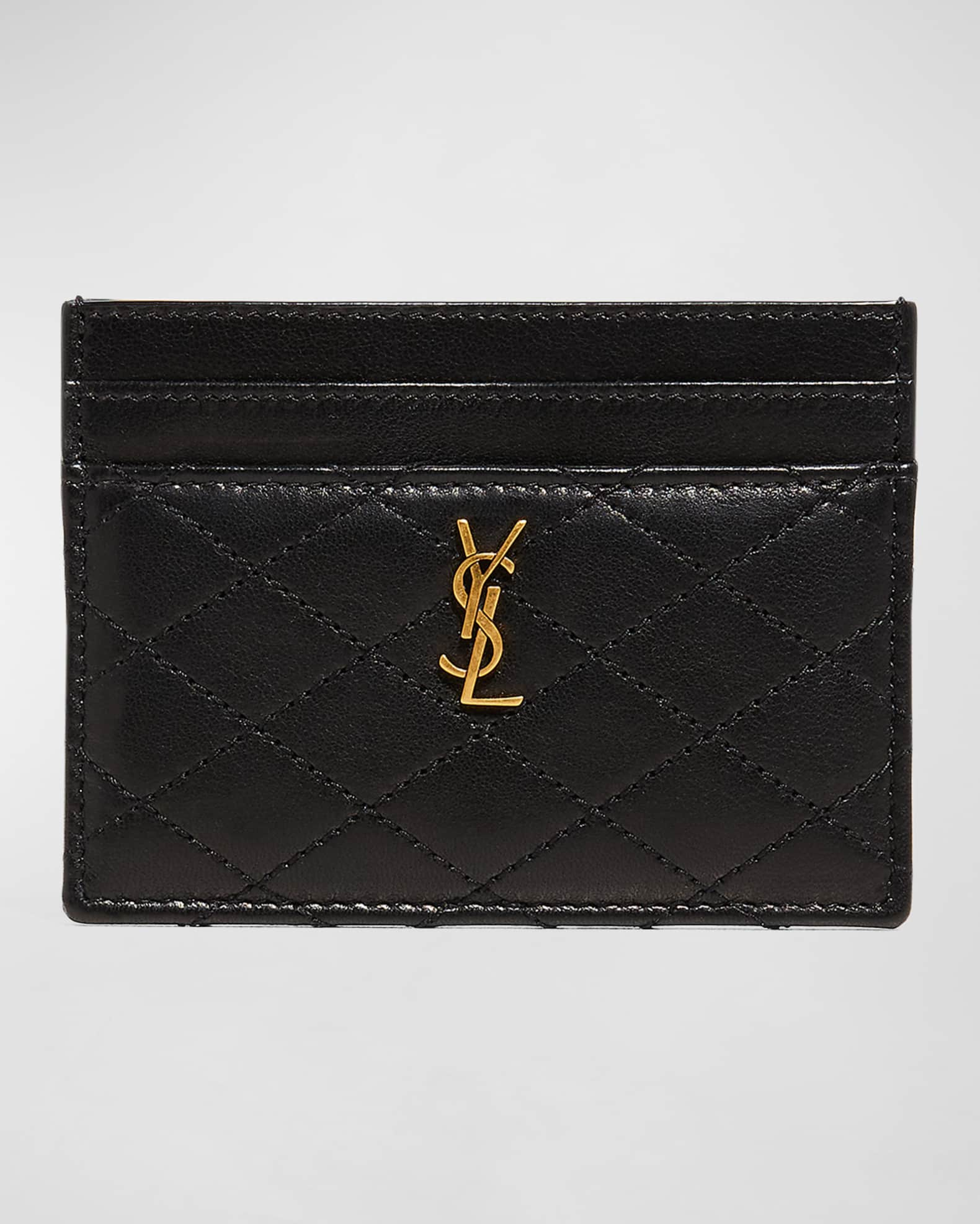 Saint Laurent Monogram Quilted Cardholder - Pink