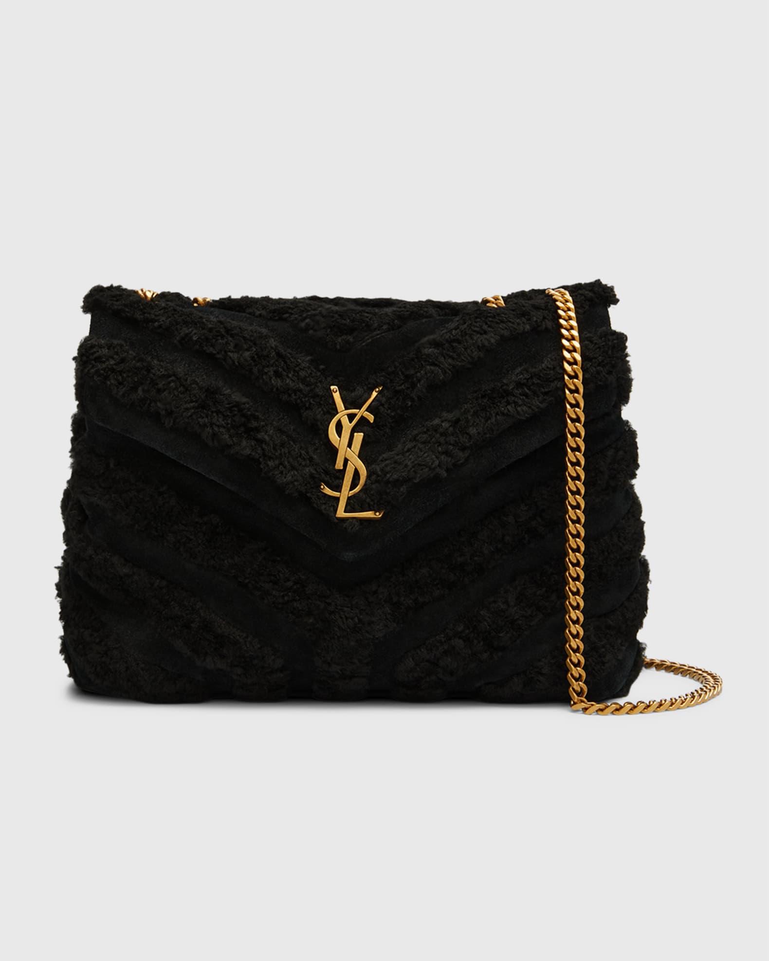 Saint Laurent Loulou Small YSL Shearling Shoulder Bag Neiman Marcus