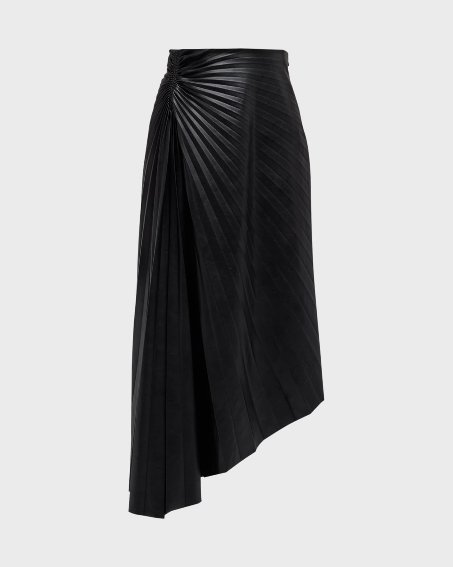 A.L.C. Tracy Pleated Side Ruched Faux Leather Maxi Skirt Neiman Marcus