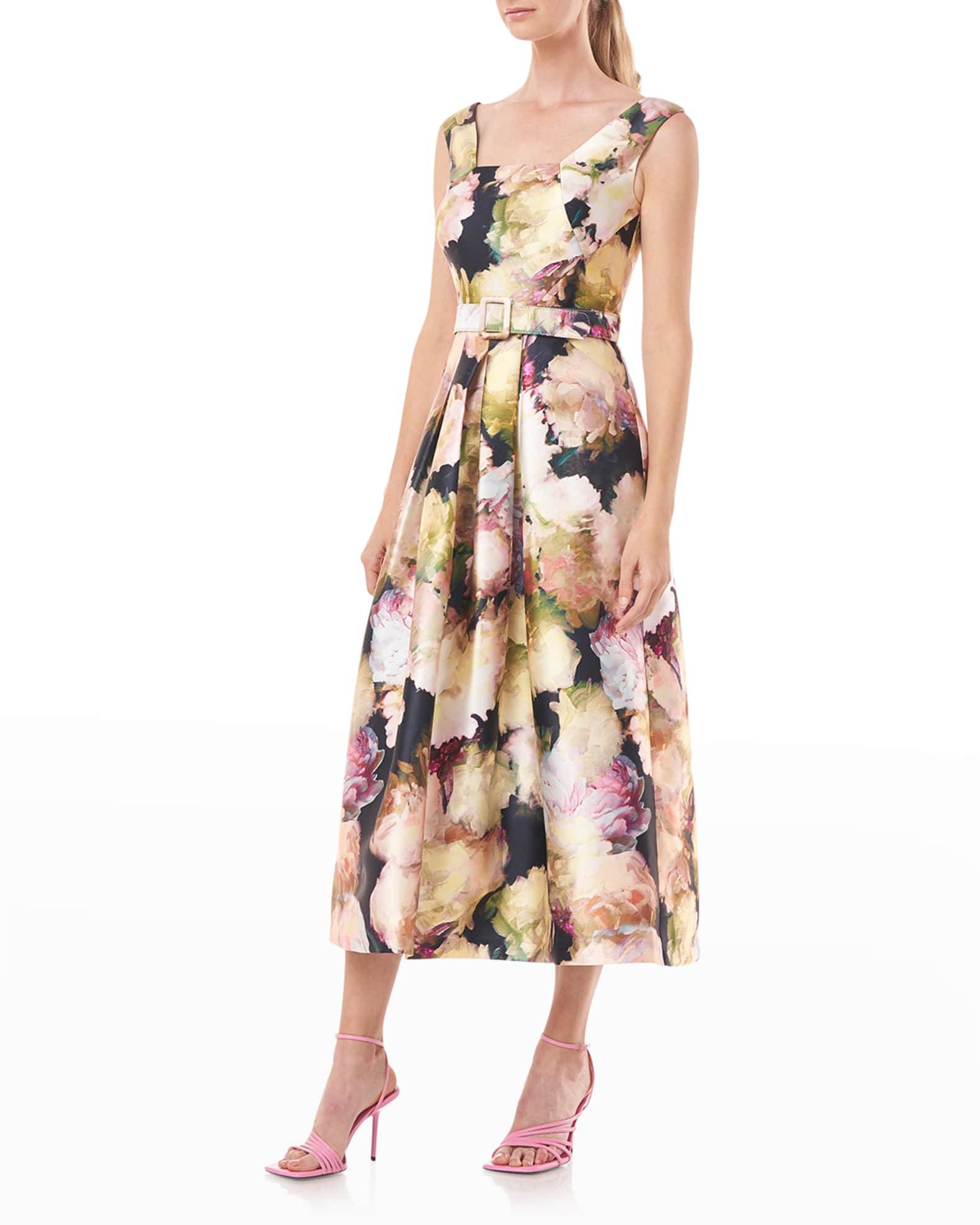 Kay Unger 5514276 A Line Floral Print Cocktail Midi Dress main image 1