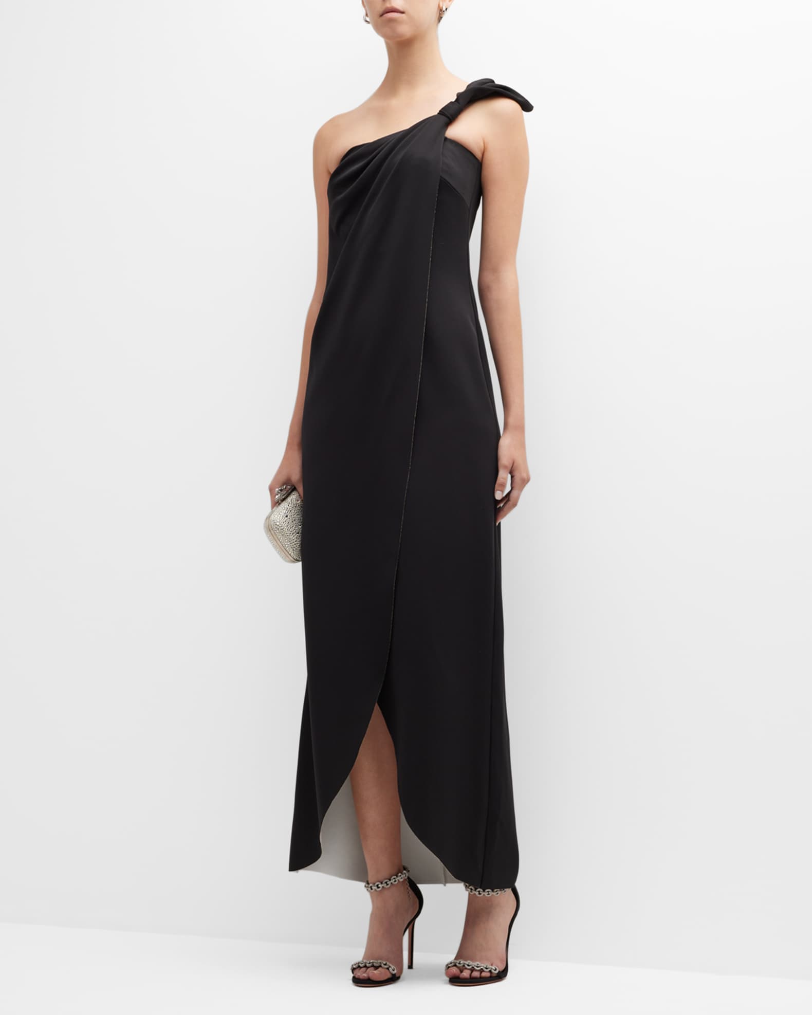 Giorgio Armani Bow One-Shoulder Silk Gown | Neiman Marcus