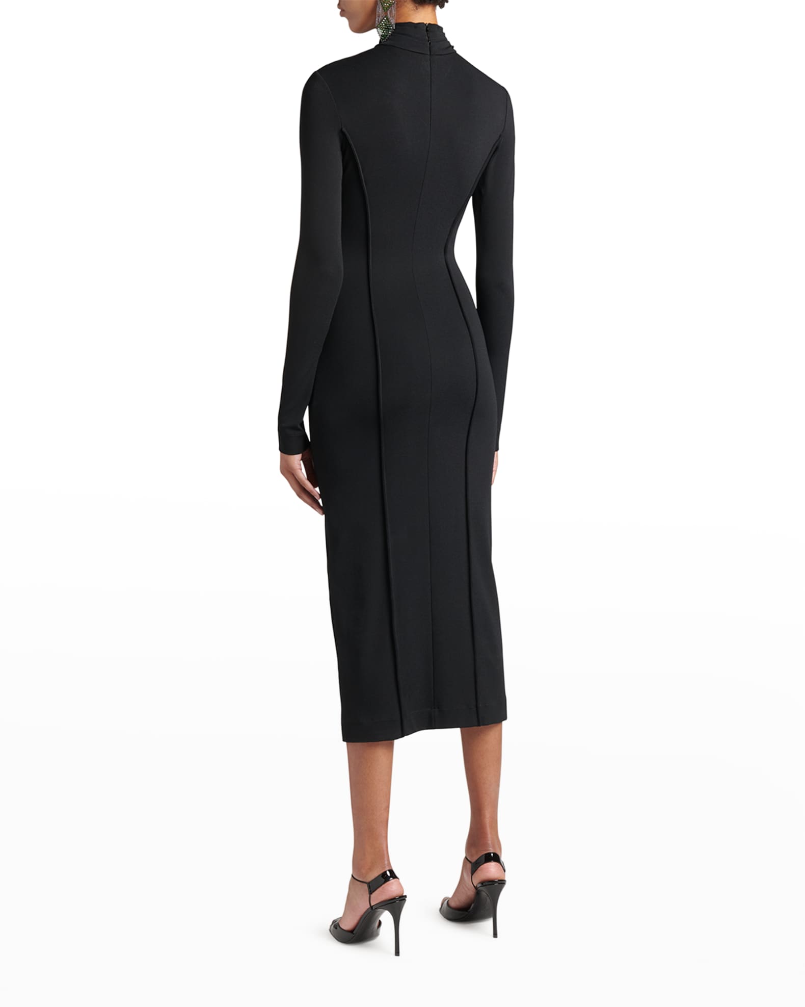 Giorgio Armani Twisted Keyhole Neckline Midi Jersey Dress | Neiman Marcus