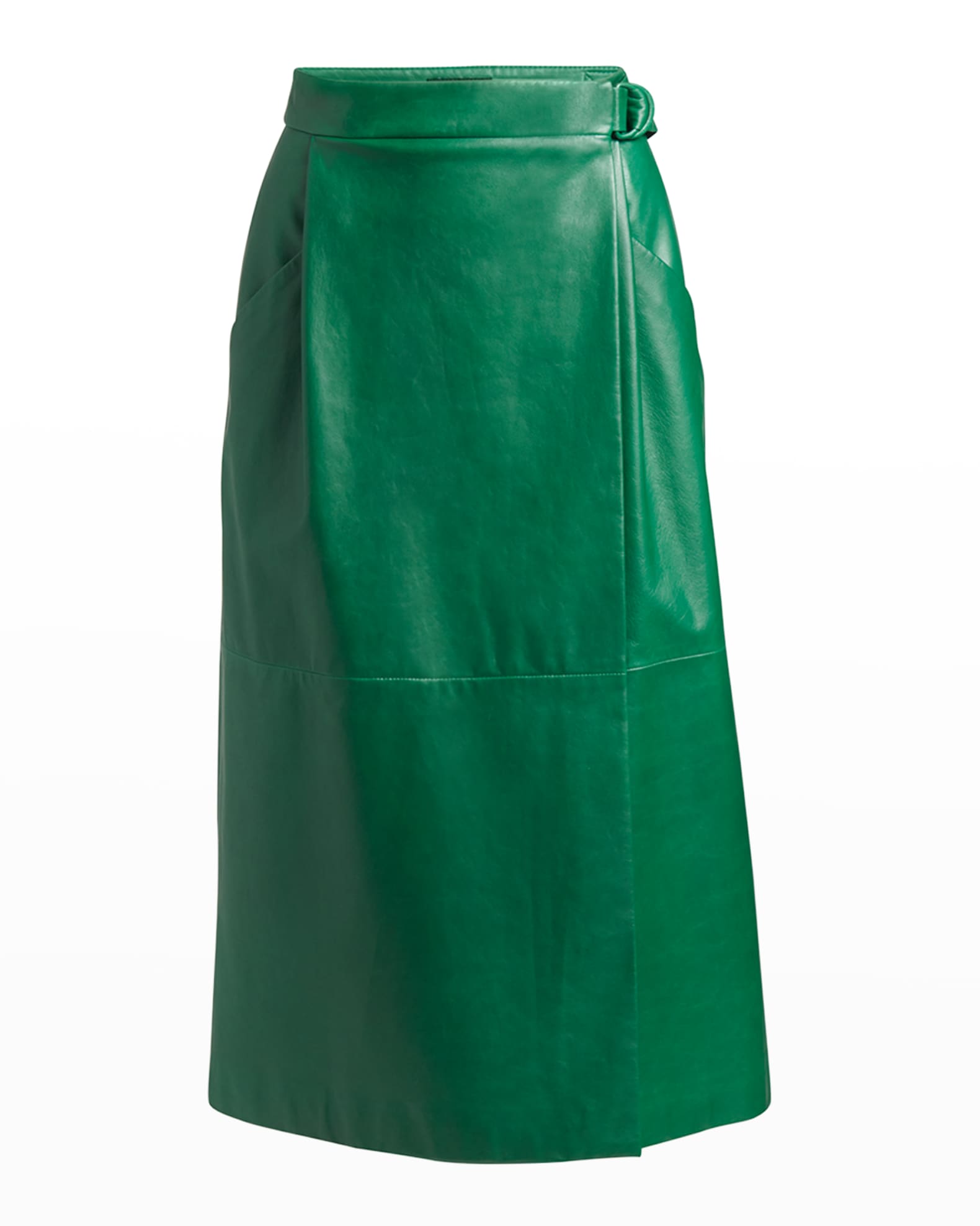 Giorgio Armani Nappa Leather Midi Wrap Skirt
