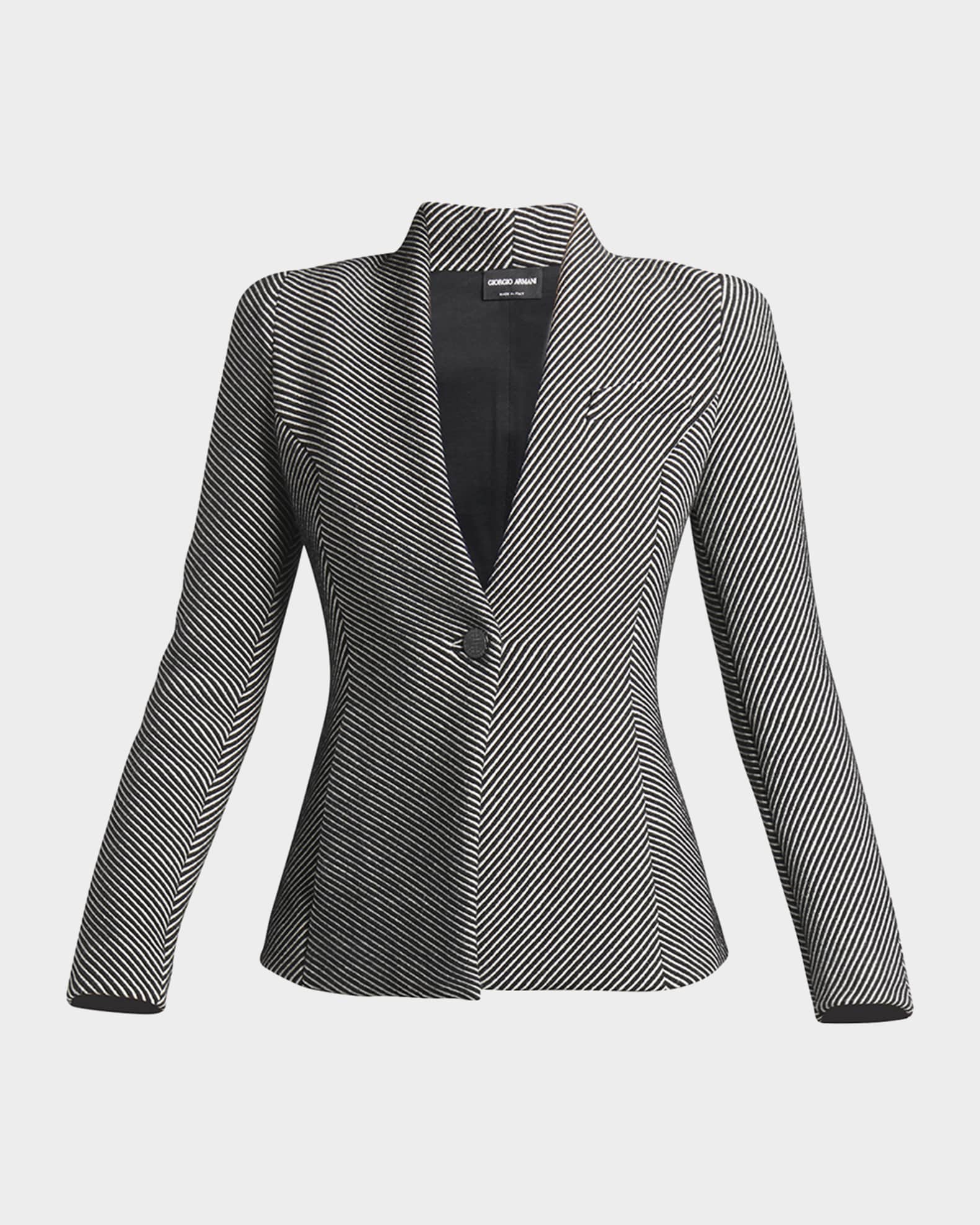 Diagonal Stripe Single-Breasted Jersey Jacket 0