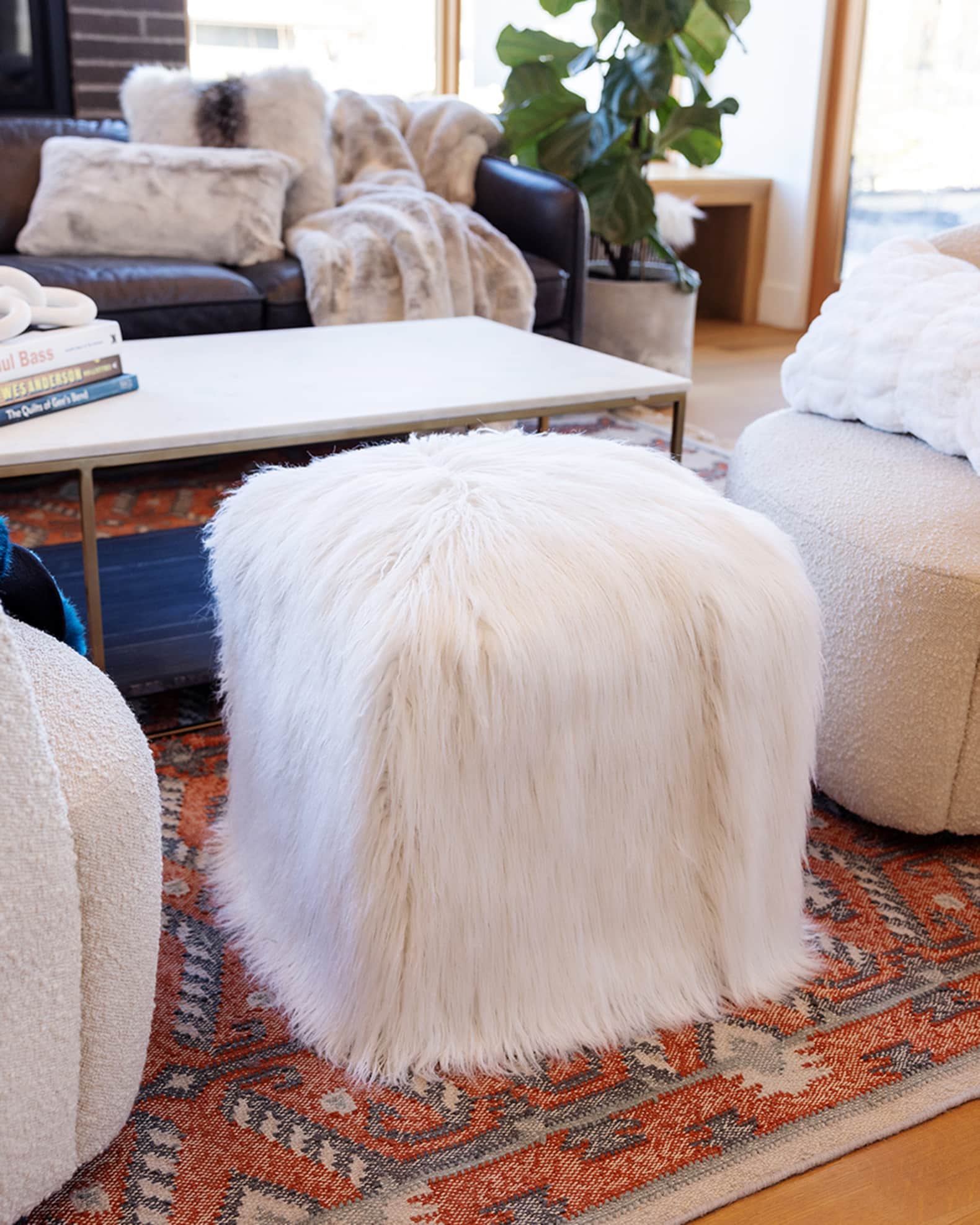 Fabulous Furs FauxFur Ottoman Neiman Marcus