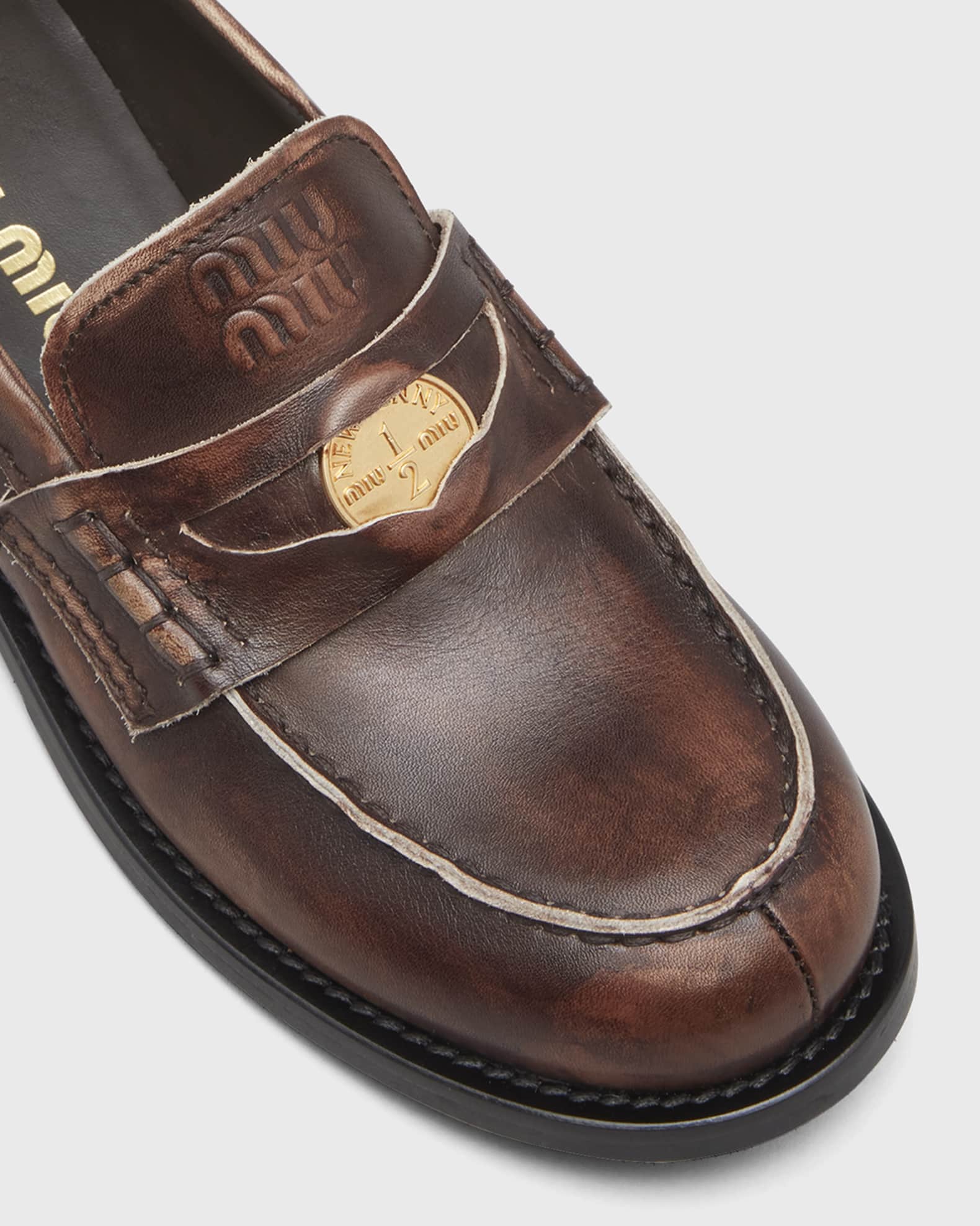 【関税込み】miu miu COIN LOAFERS Miu Miu Leather Coin Penny Loafers | Neiman Marcus