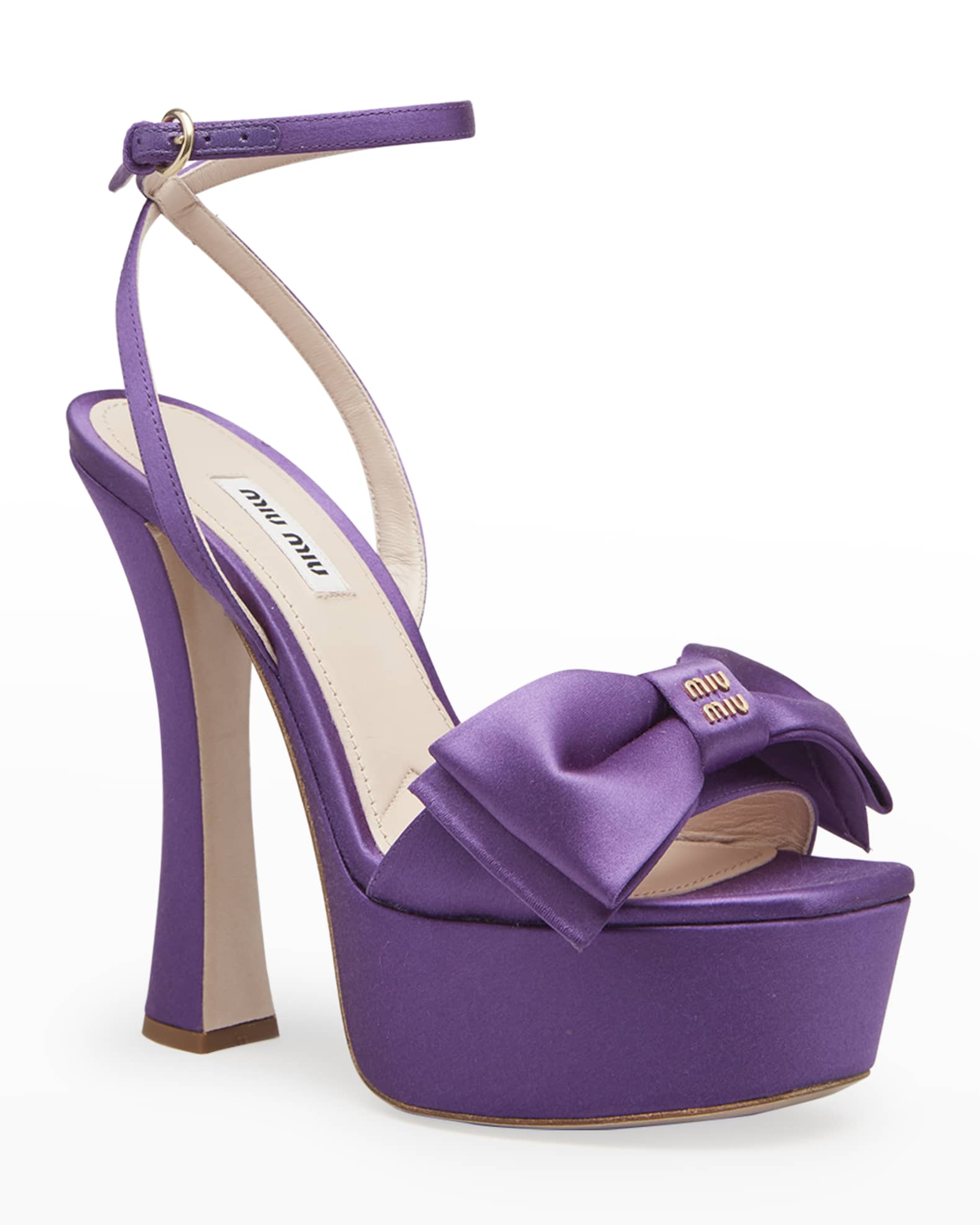 Silk Bow Ankle-Strap Platform Sandals 1