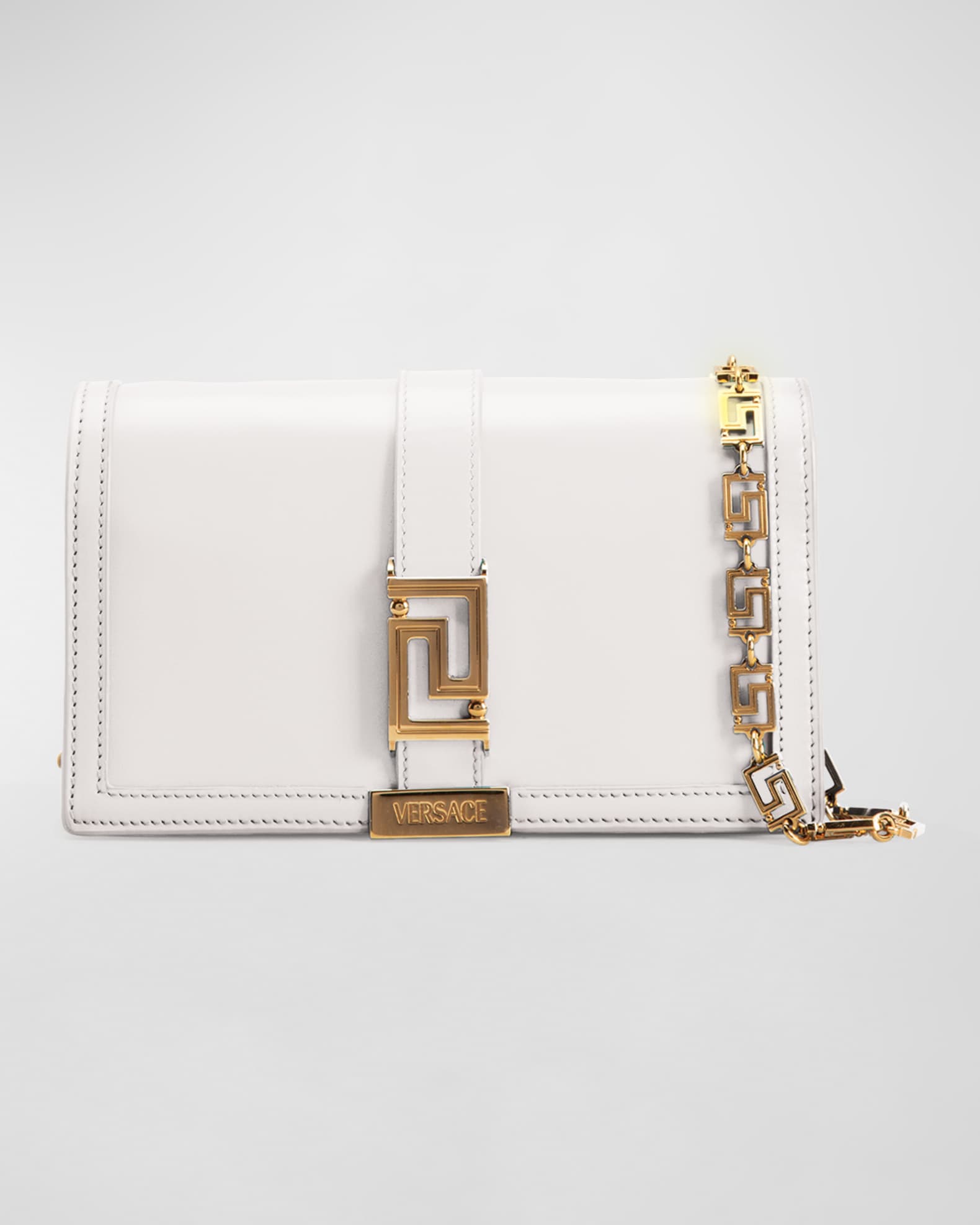 Versace Greca Goddess Leather Wallet on Chain Neiman Marcus