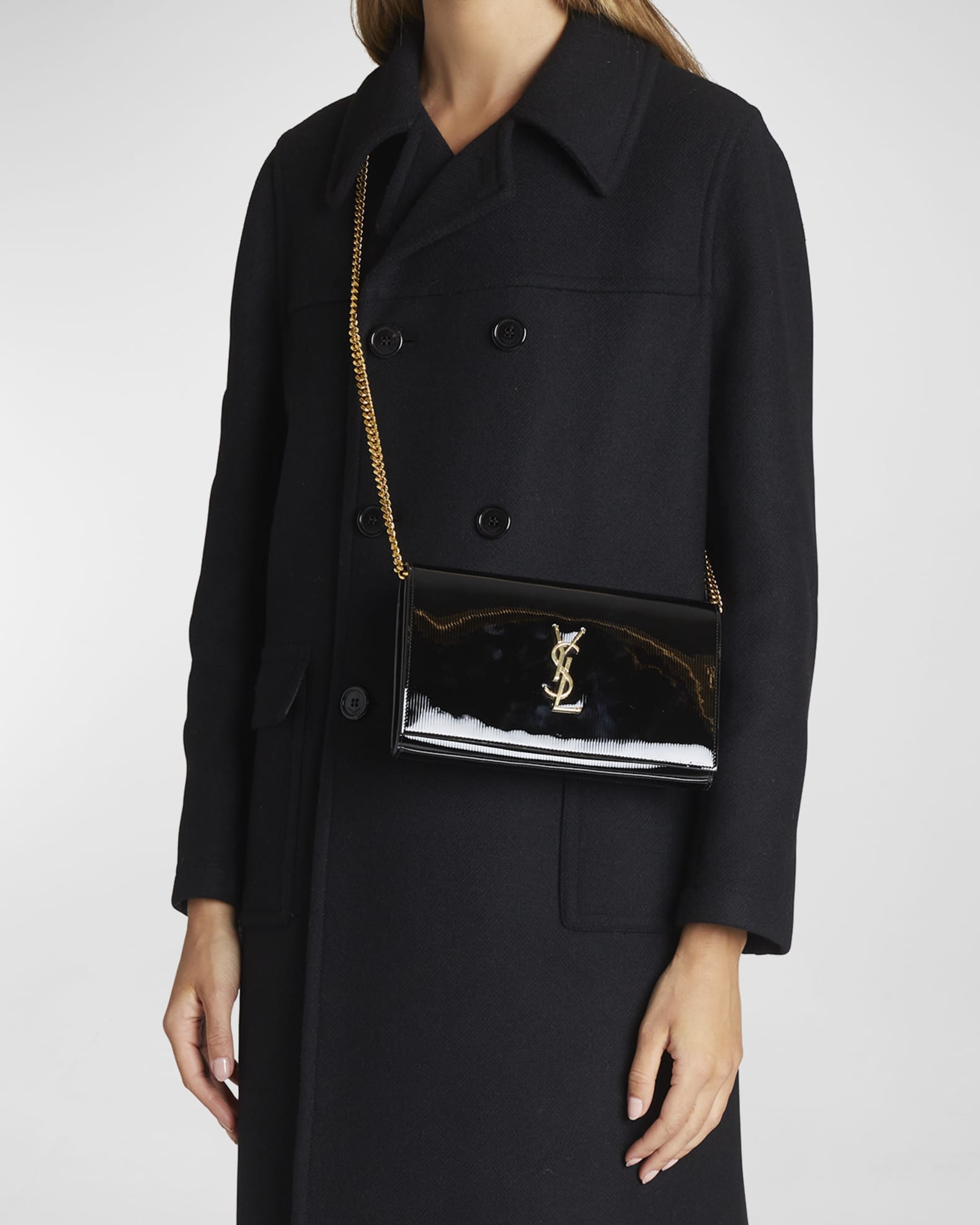 Medium kate leather wallet on a chain outlet