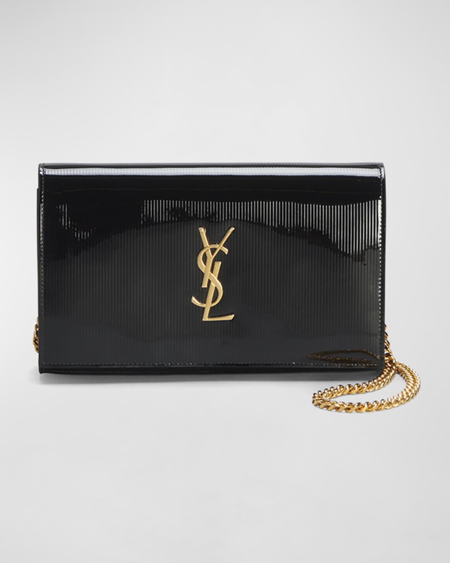 Ysl black clutch with black chain hot sale