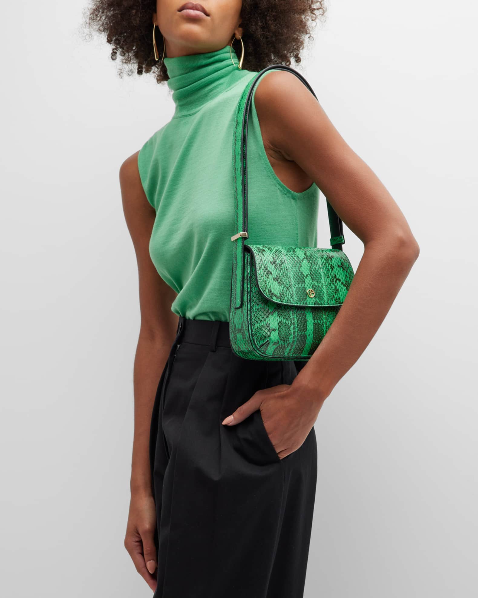 Giorgio Armani La Prima Mini Embellished Satin Shoulder Bag, Black, Women's, Handbags & Purses Shoulder Bags